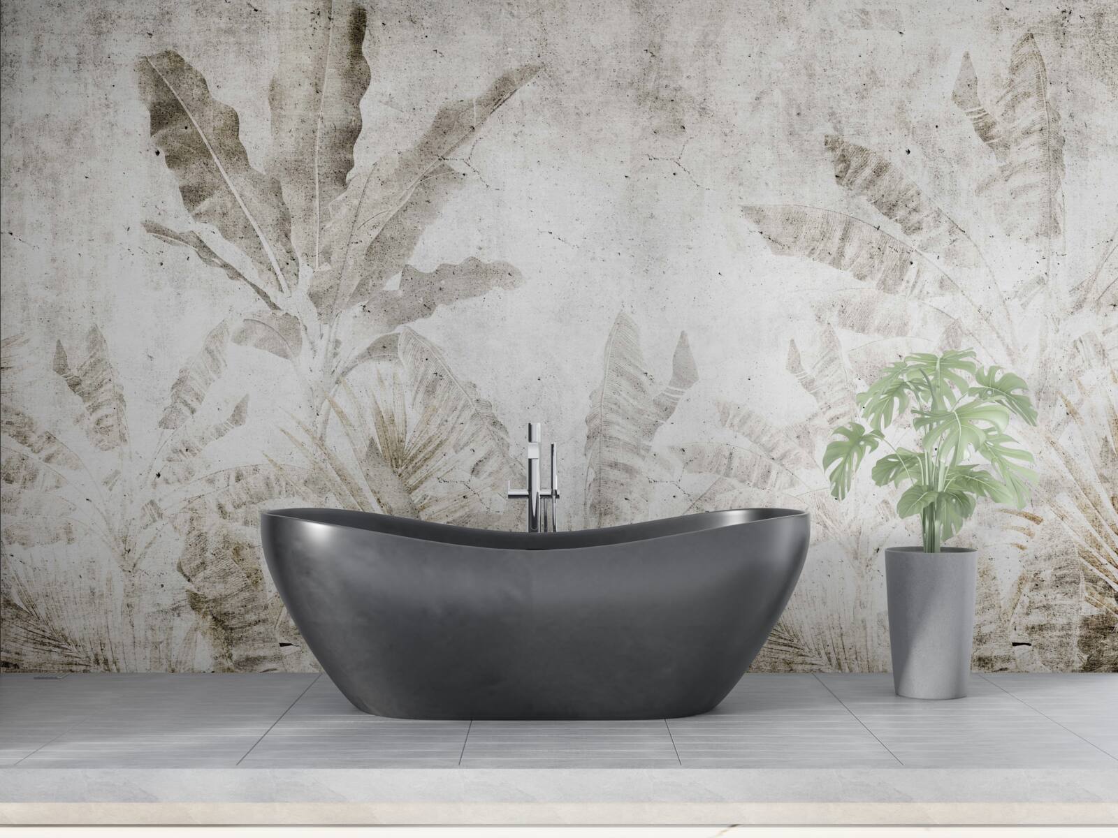 Fototapet ceața învăluie frunzele copacilor tropicali