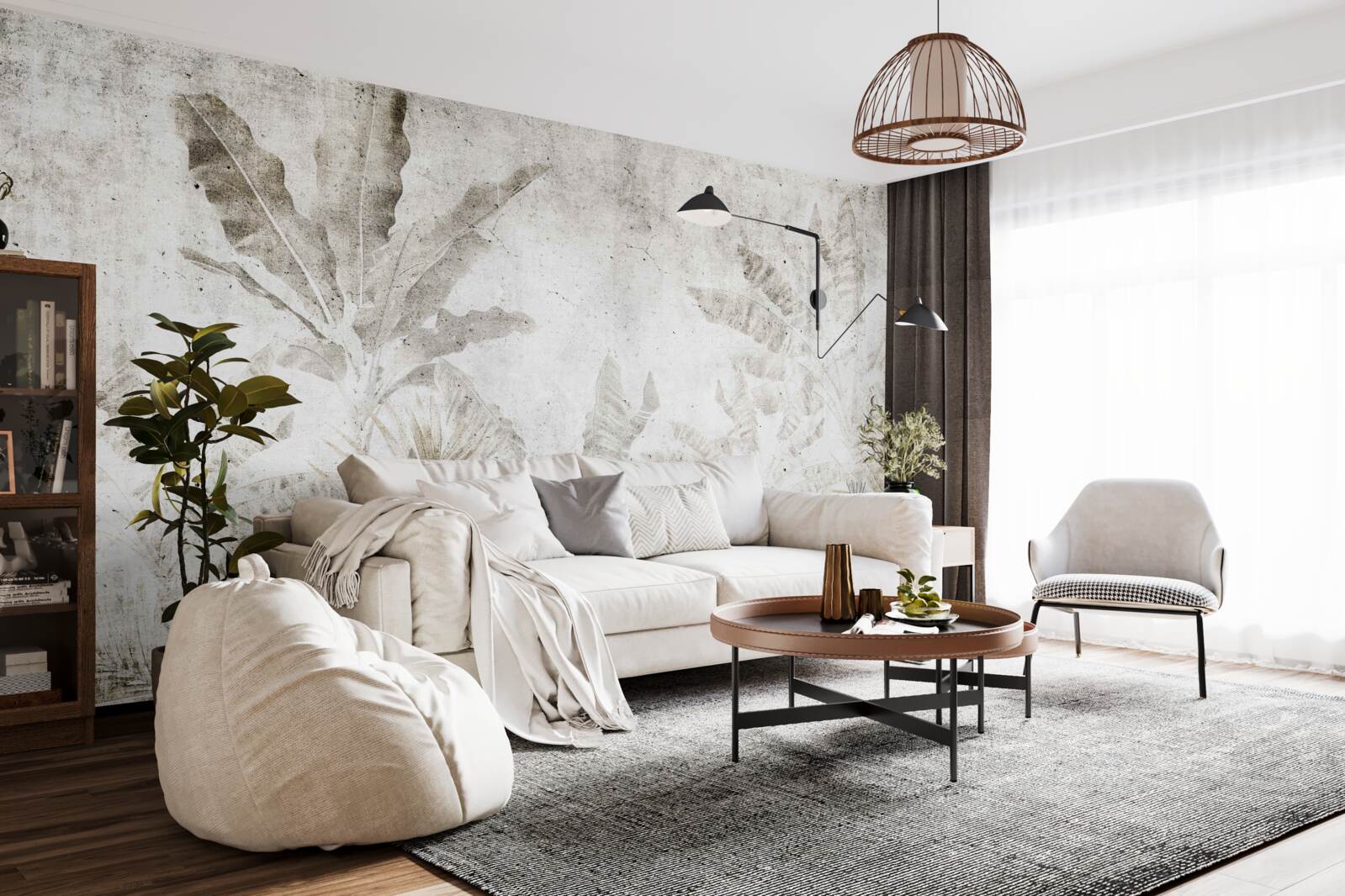 Fototapet ceața învăluie frunzele copacilor tropicali