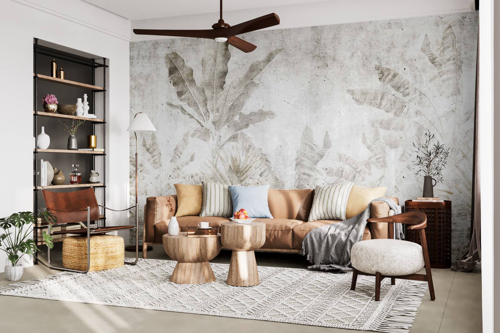 Fototapet ceața învăluie frunzele copacilor tropicali