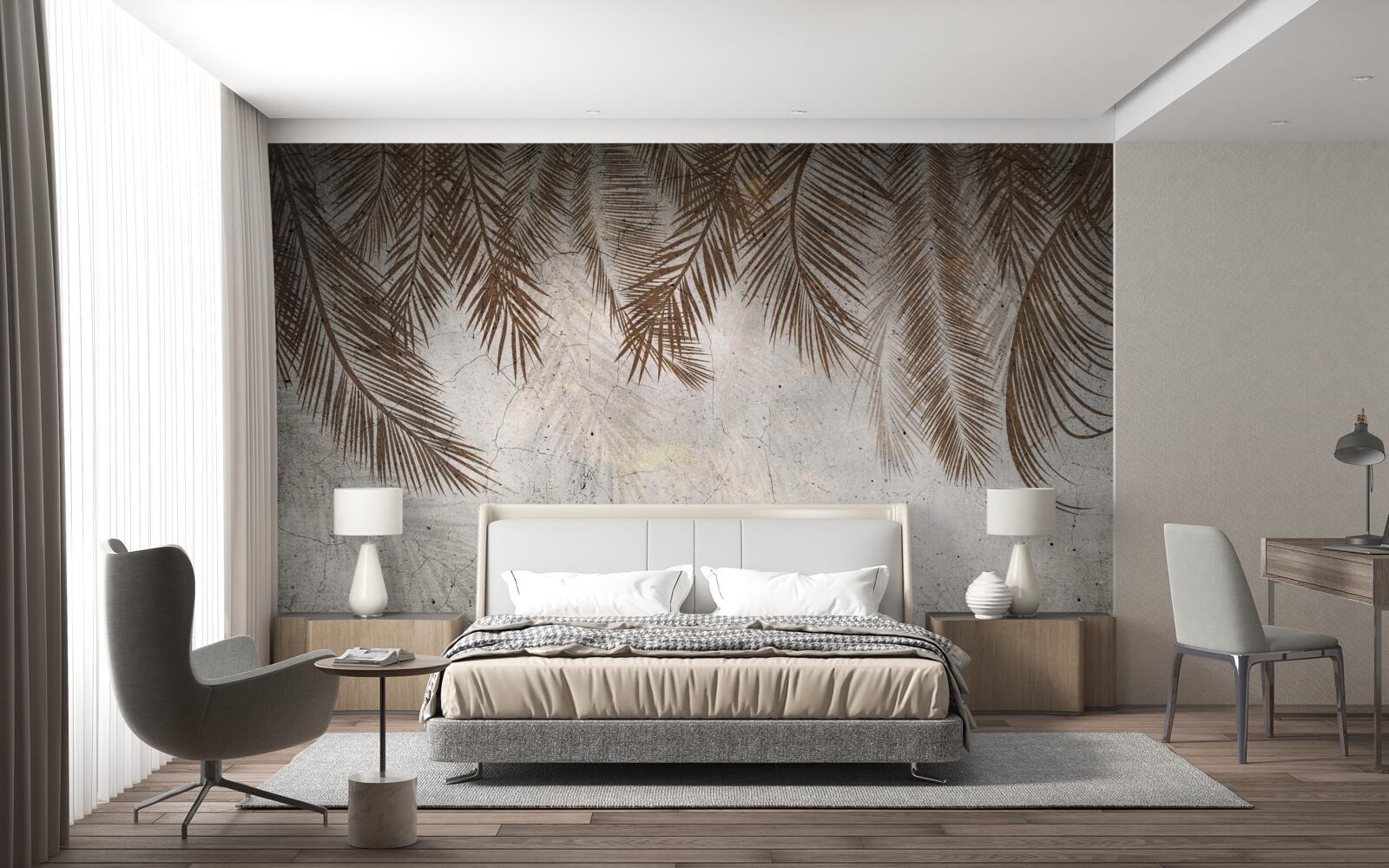 Fototapet frunze aurii de ferigă atârnă