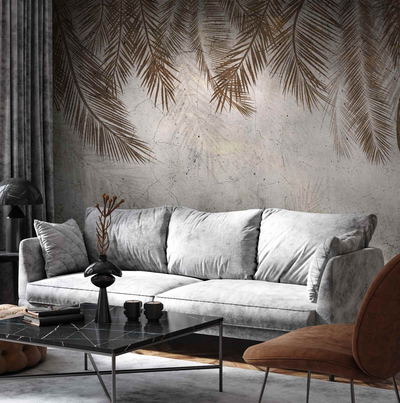 Fototapet frunze aurii de ferigă atârnă