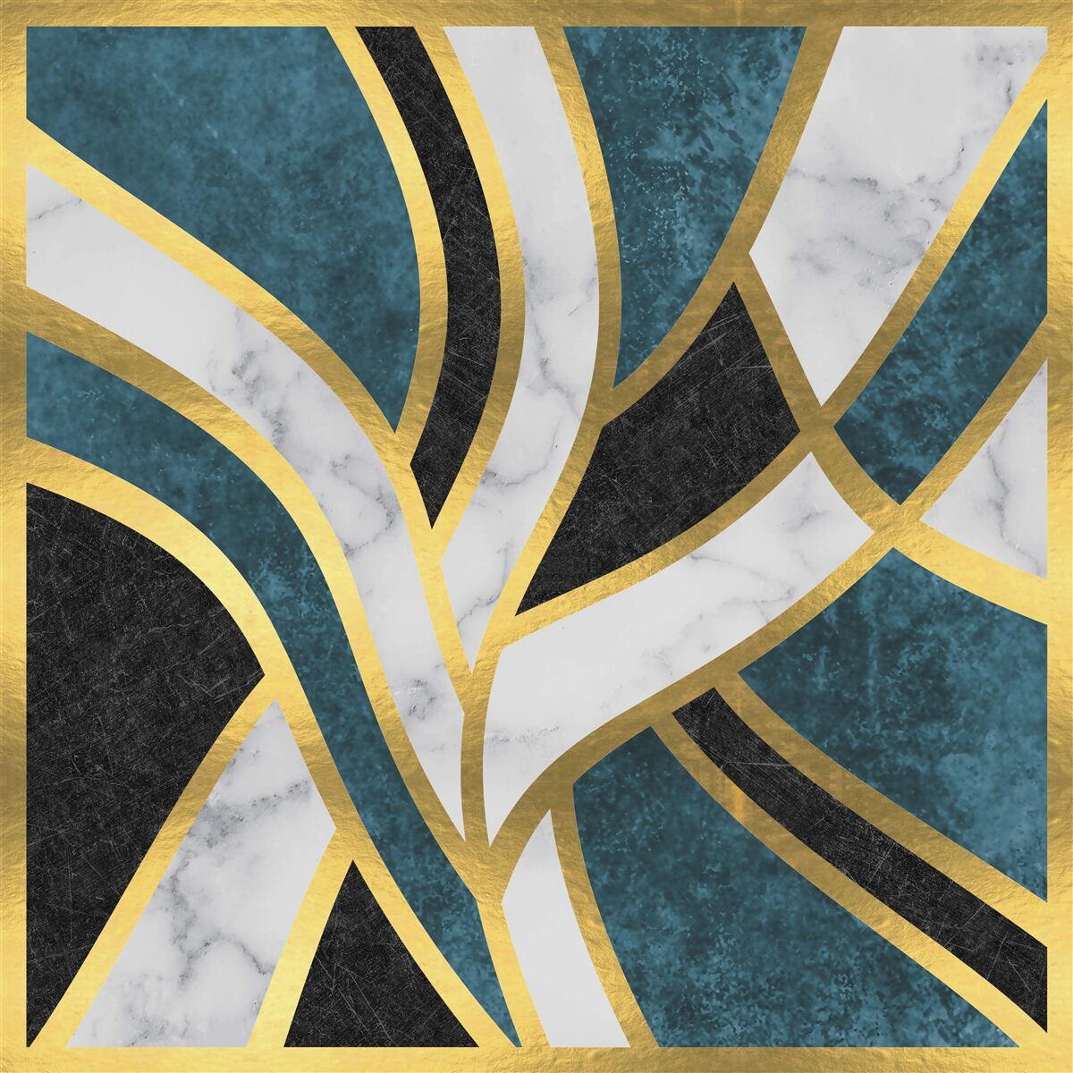 Fototapet figuri aurii, cu contururi netede, care se întâlnesc în centrul