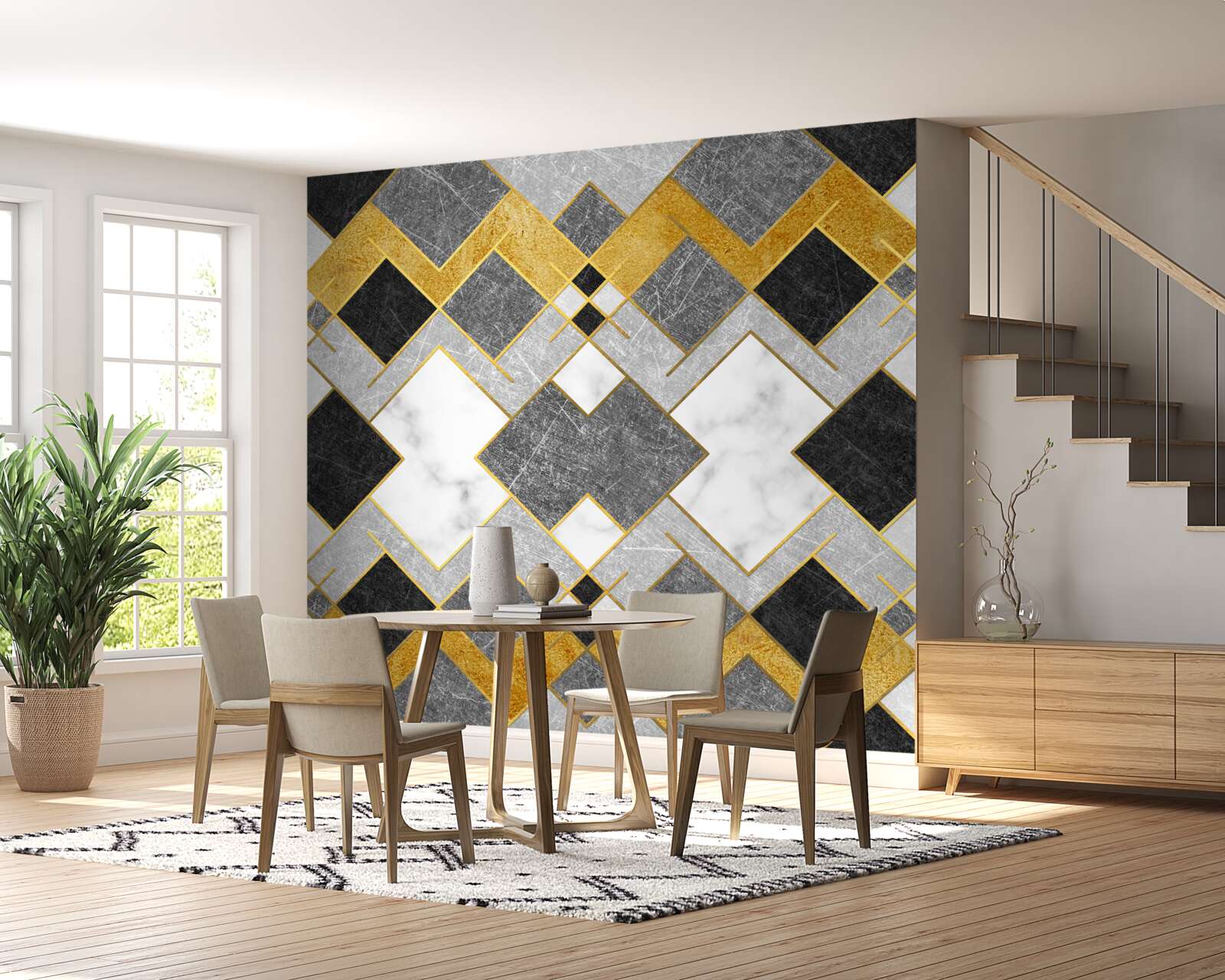 Fototapet pătrate de culori diferite reflectate într-o oglindă