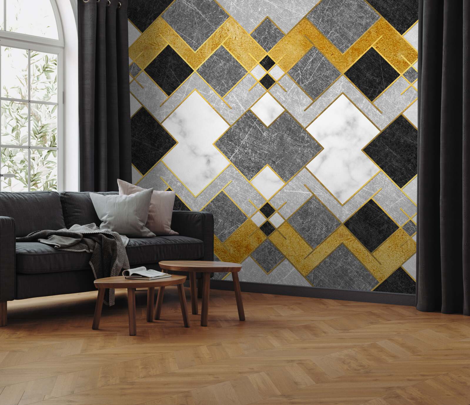 Fototapet pătrate de culori diferite reflectate într-o oglindă