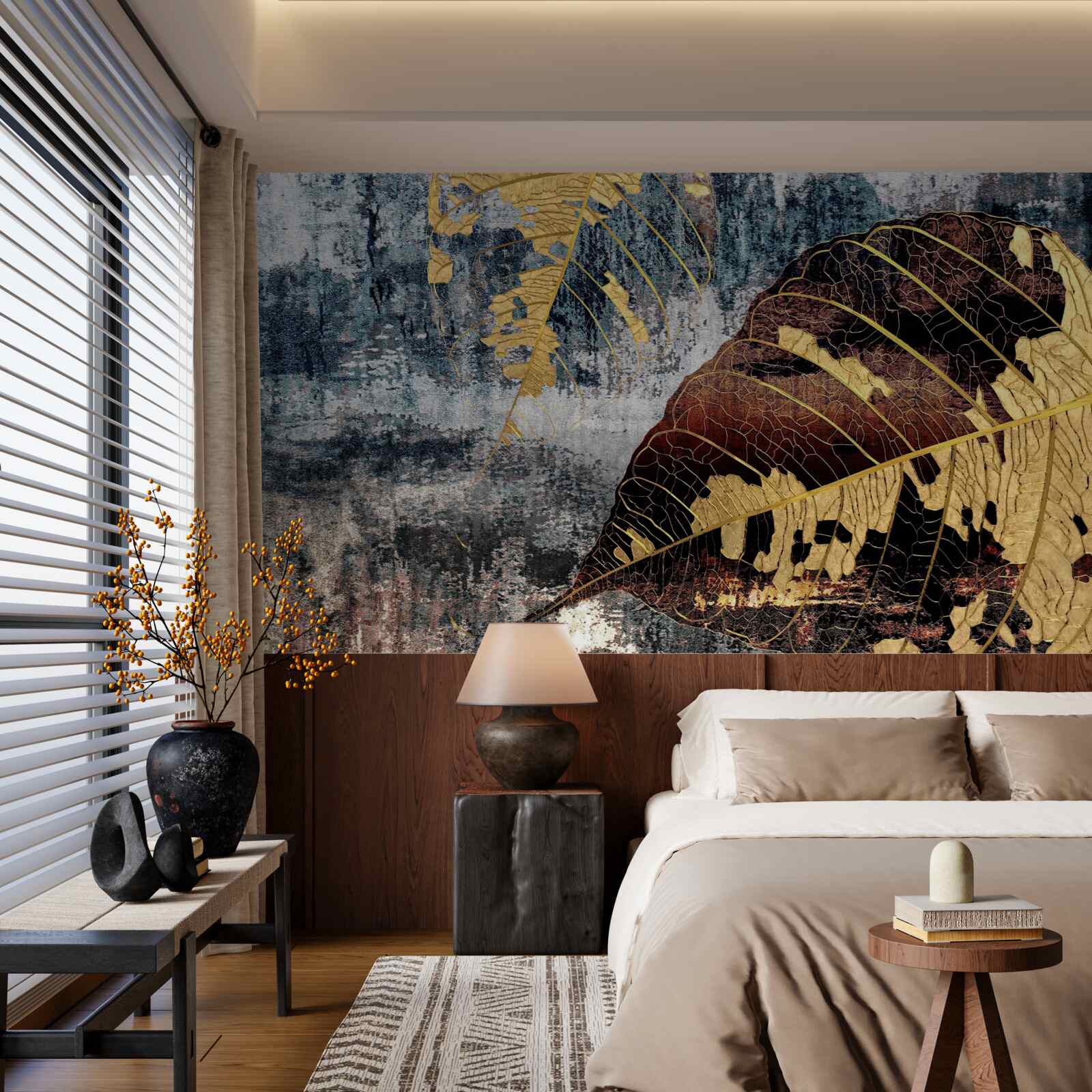 Fototapet ploaie de toamnă pe suprafața apei