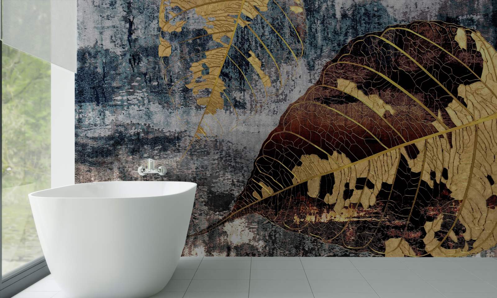 Fototapet ploaie de toamnă pe suprafața apei