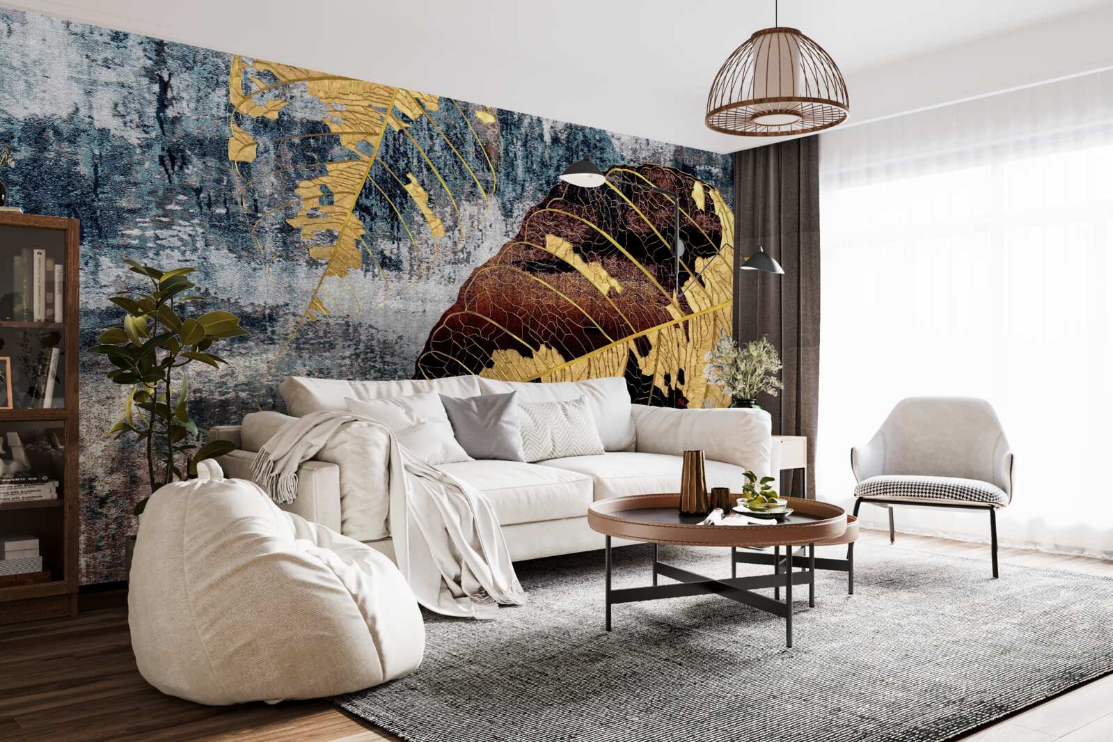 Fototapet ploaie de toamnă pe suprafața apei