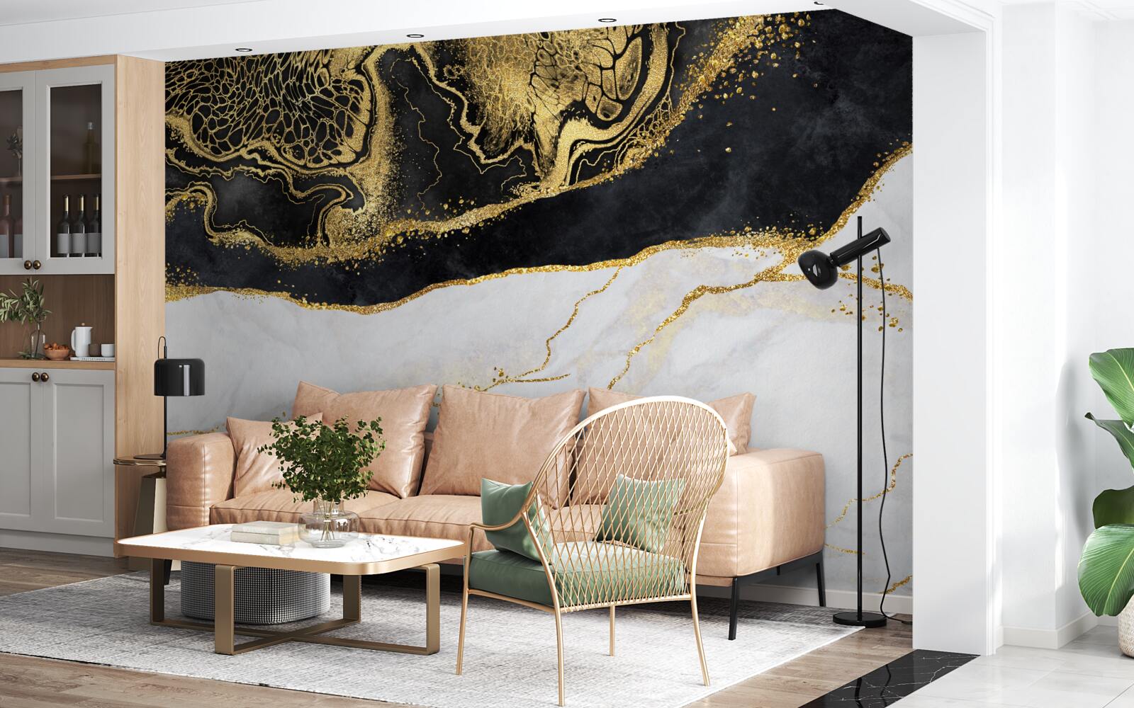 Fototapet valuri negre înconjoară coasta nisipoasă