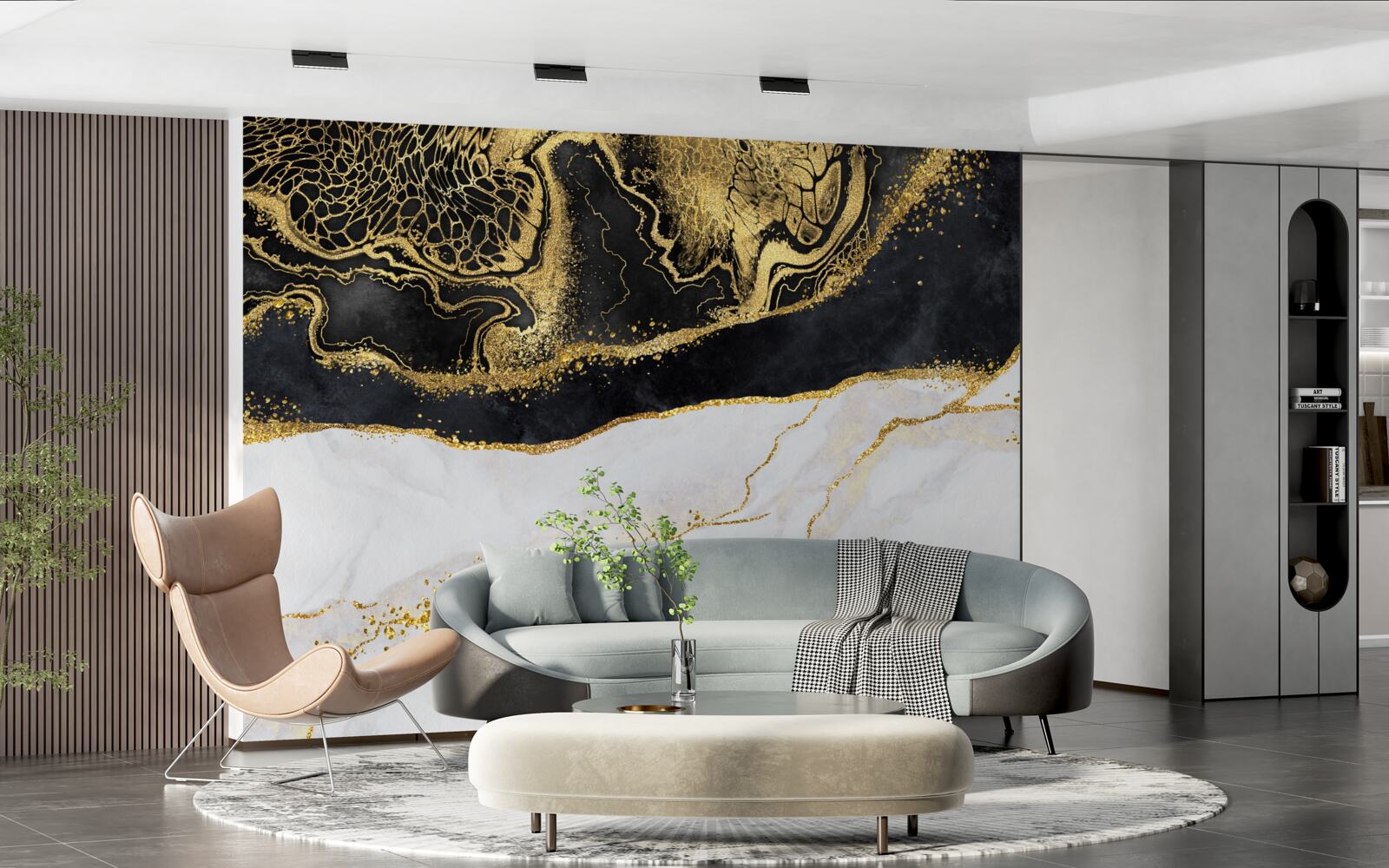 Fototapet valuri negre înconjoară coasta nisipoasă