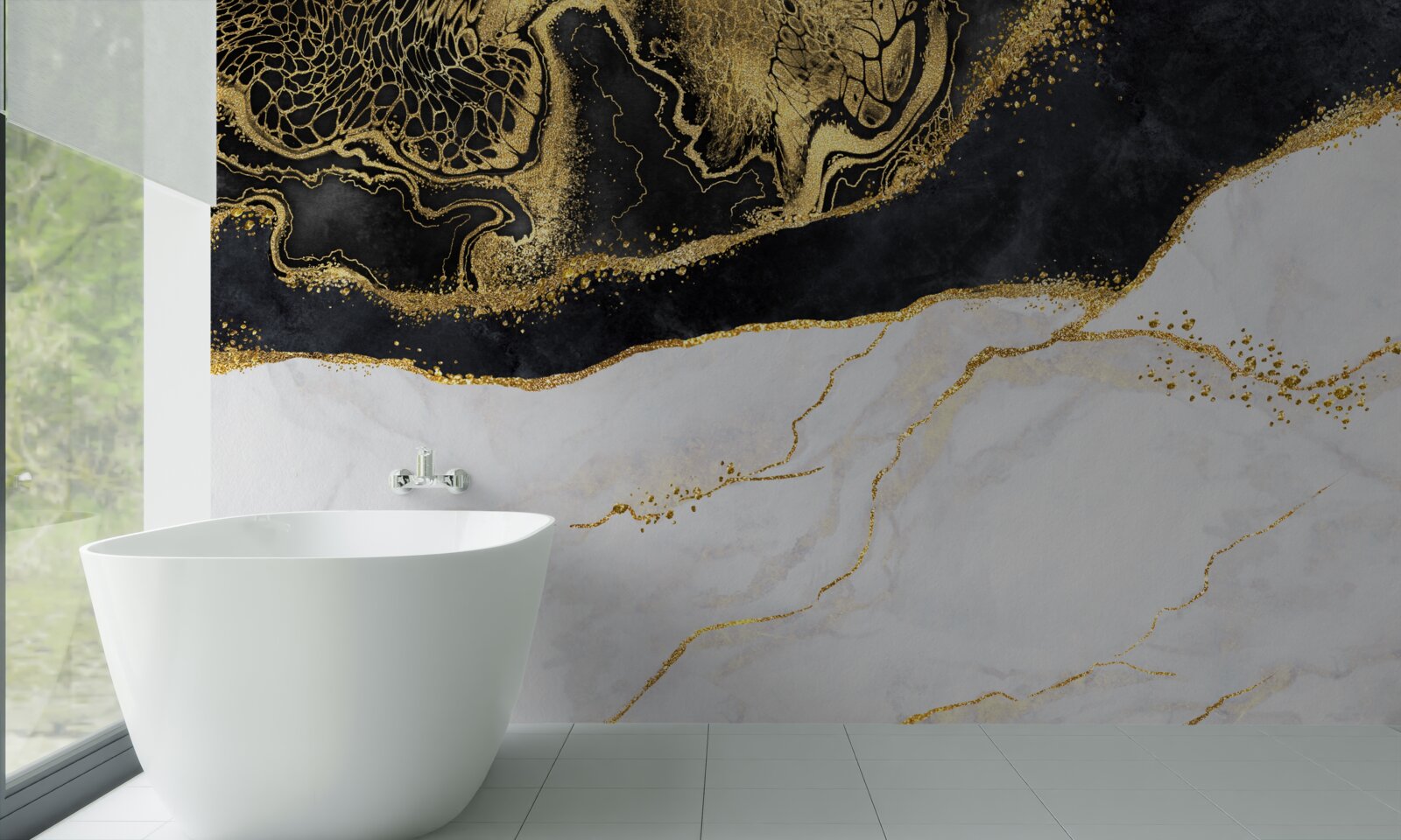 Fototapet valuri negre înconjoară coasta nisipoasă