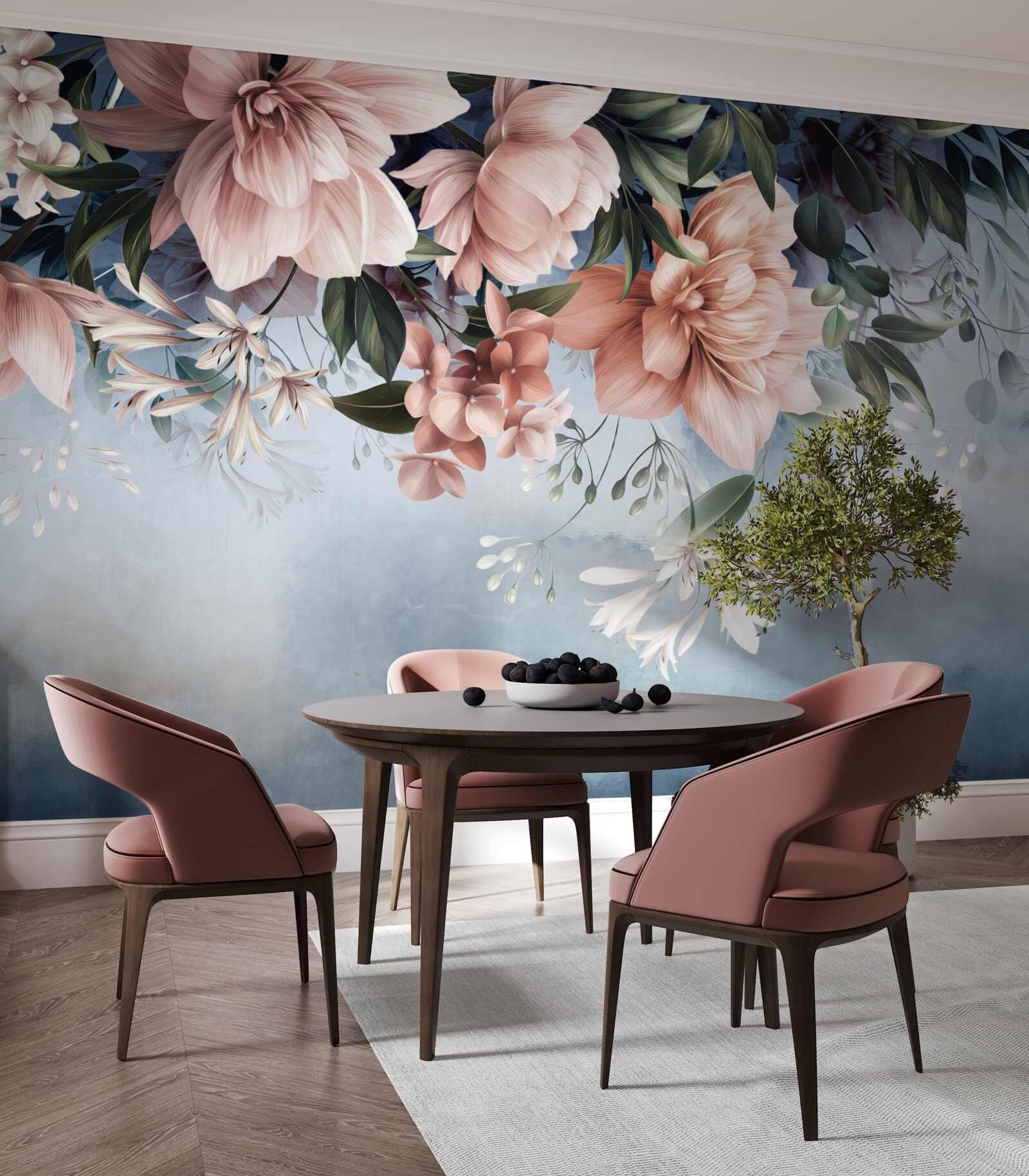 Fototapet ramurile florilor cad la suprafața apei