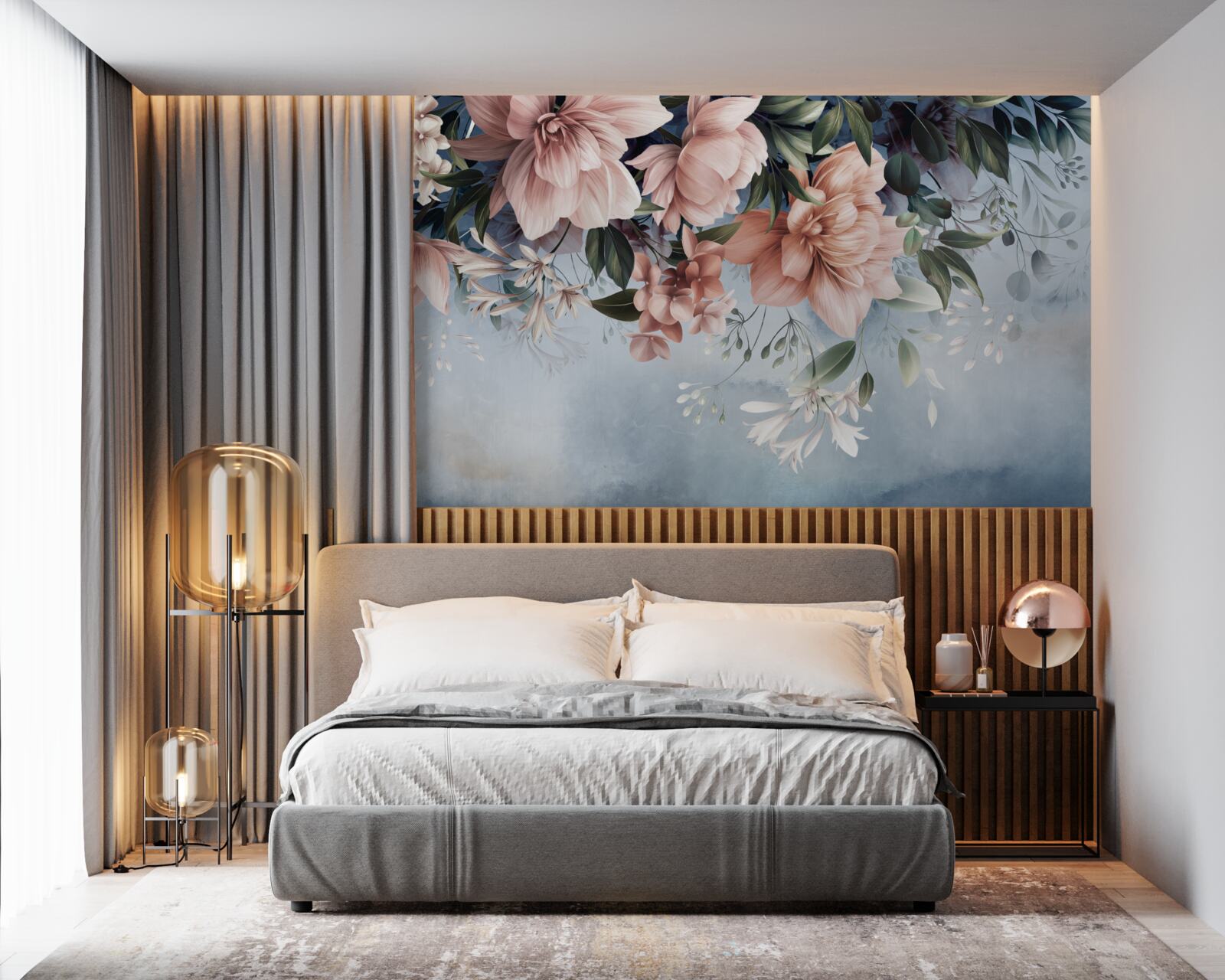 Fototapet ramurile florilor cad la suprafața apei