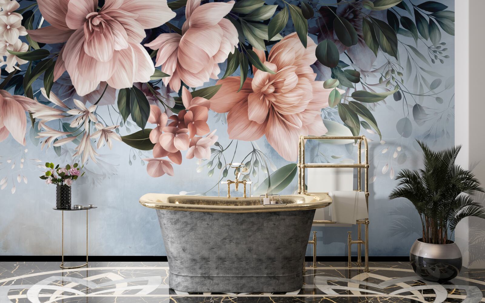 Fototapet ramurile florilor cad la suprafața apei