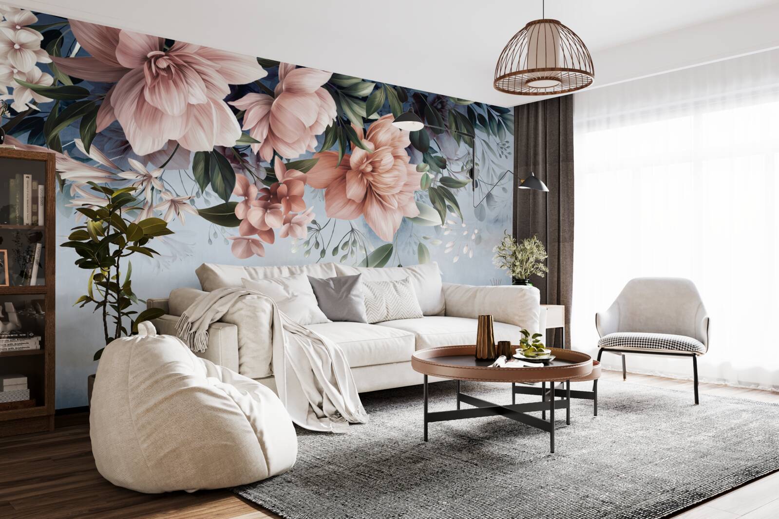 Fototapet ramurile florilor cad la suprafața apei