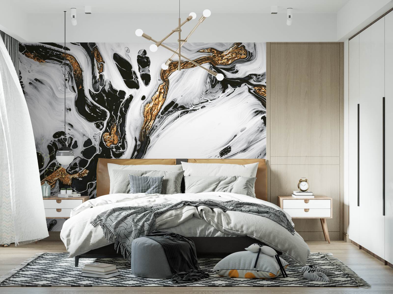 Fototapet pante acoperite cu zăpadă, cu pietre în lumină aurie