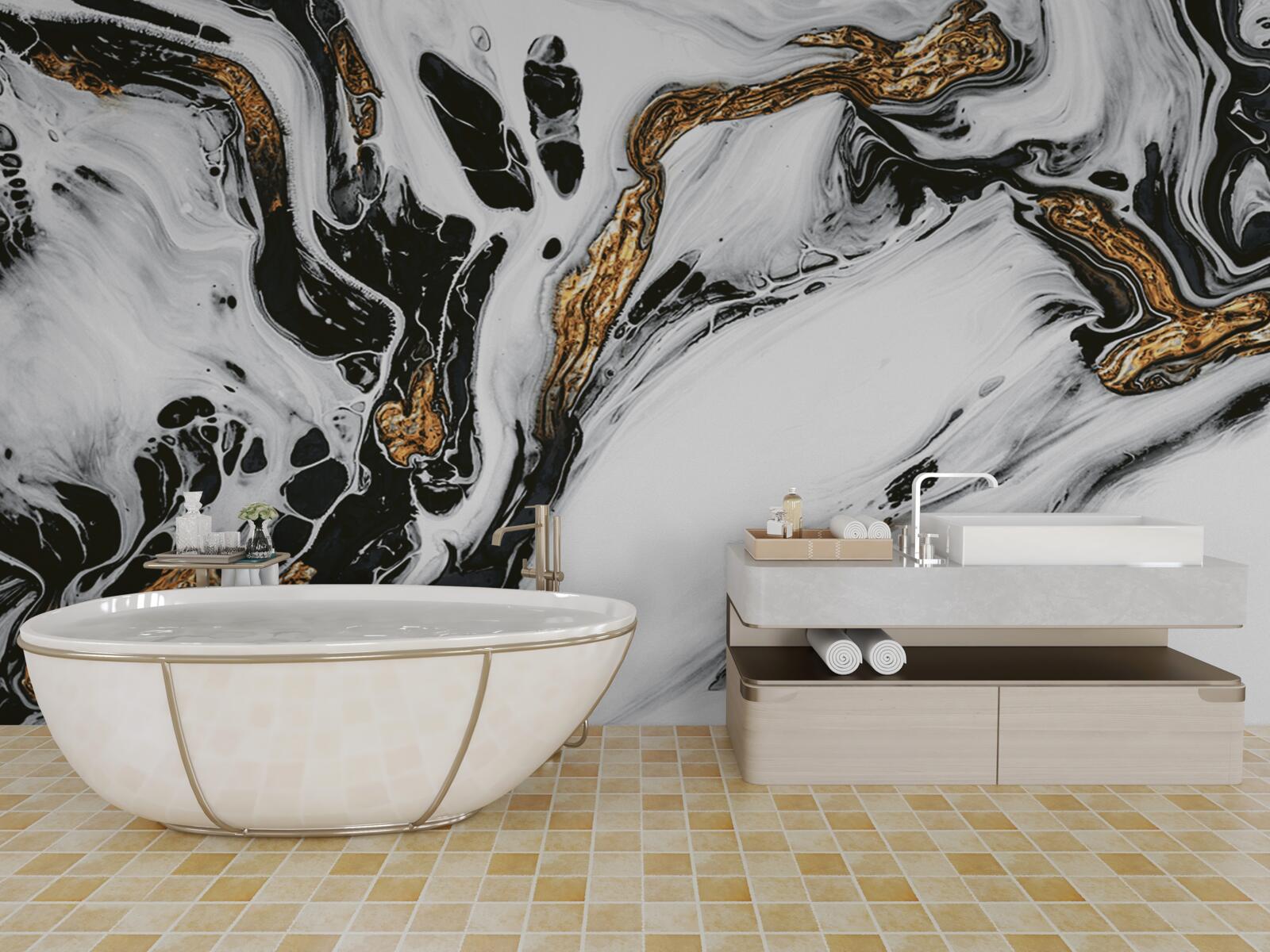 Fototapet pante acoperite cu zăpadă, cu pietre în lumină aurie