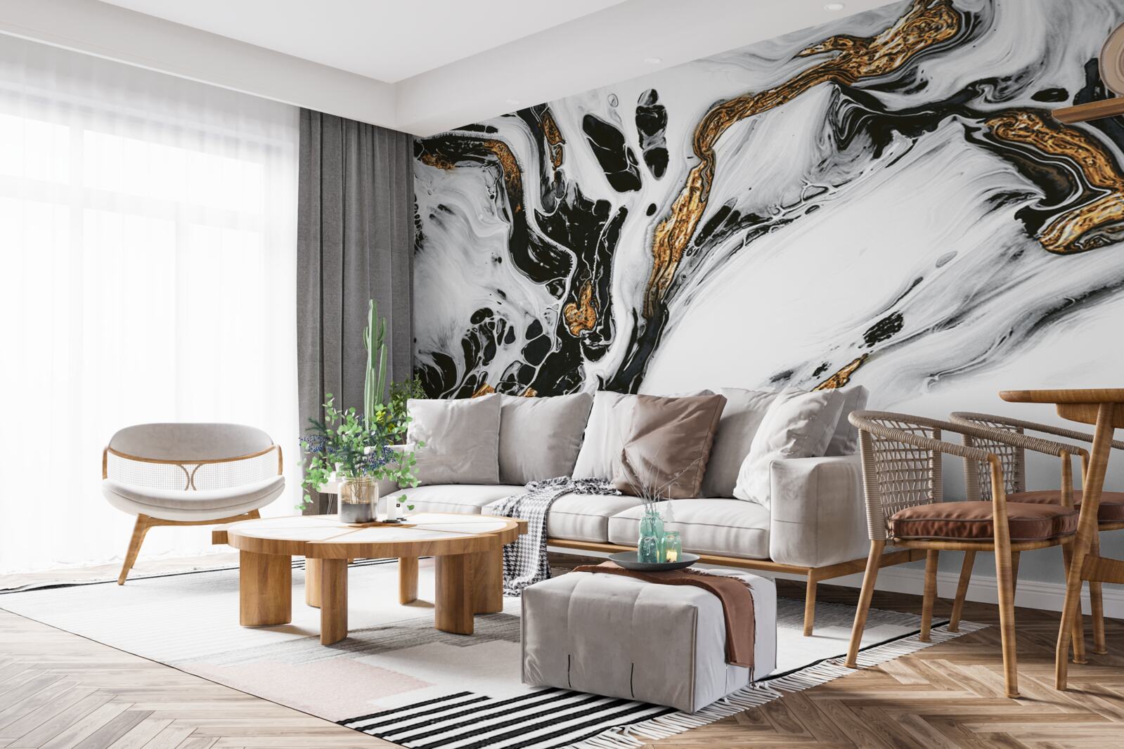 Fototapet pante acoperite cu zăpadă, cu pietre în lumină aurie