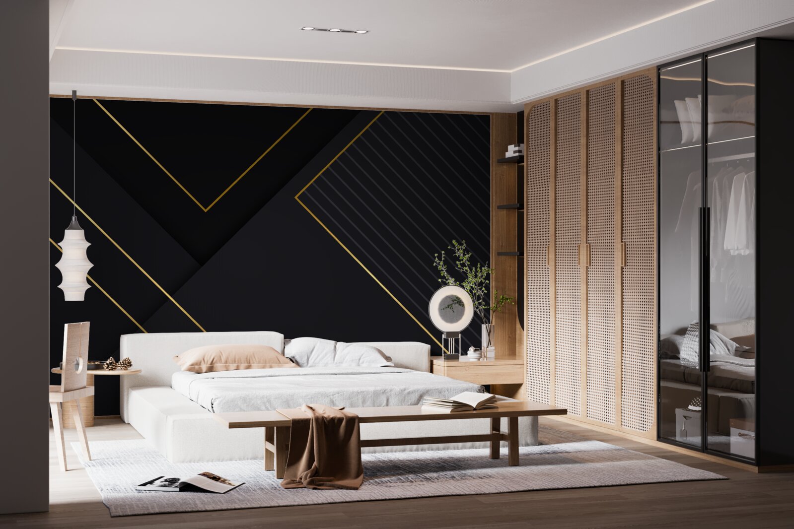 Fototapet dreptunghiuri aurii cu miez negru