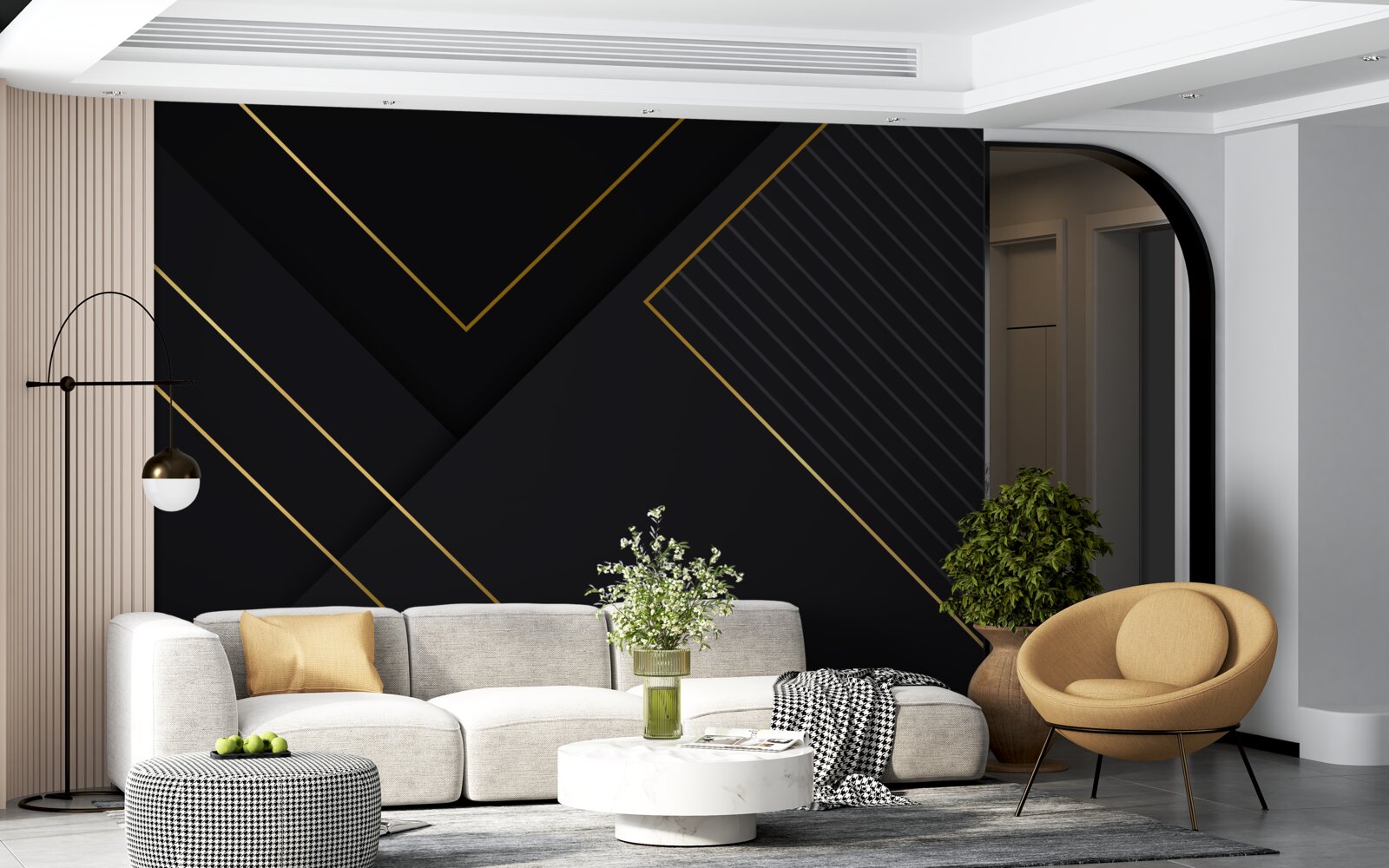 Fototapet dreptunghiuri aurii cu miez negru