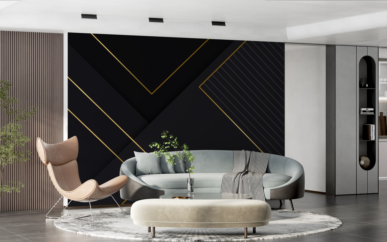 Fototapet dreptunghiuri aurii cu miez negru