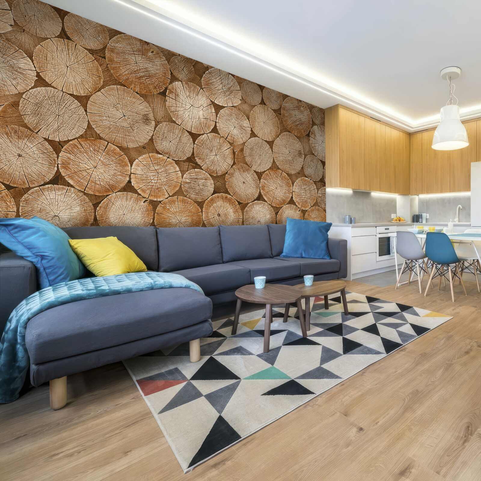 Fototapet grămadă de lemne de foc recoltate