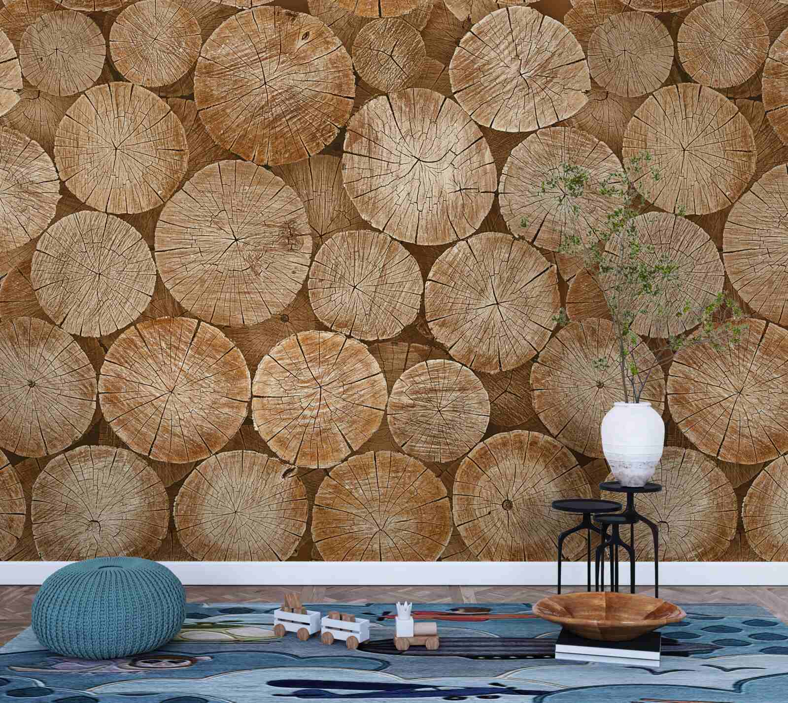 Fototapet grămadă de lemne de foc recoltate