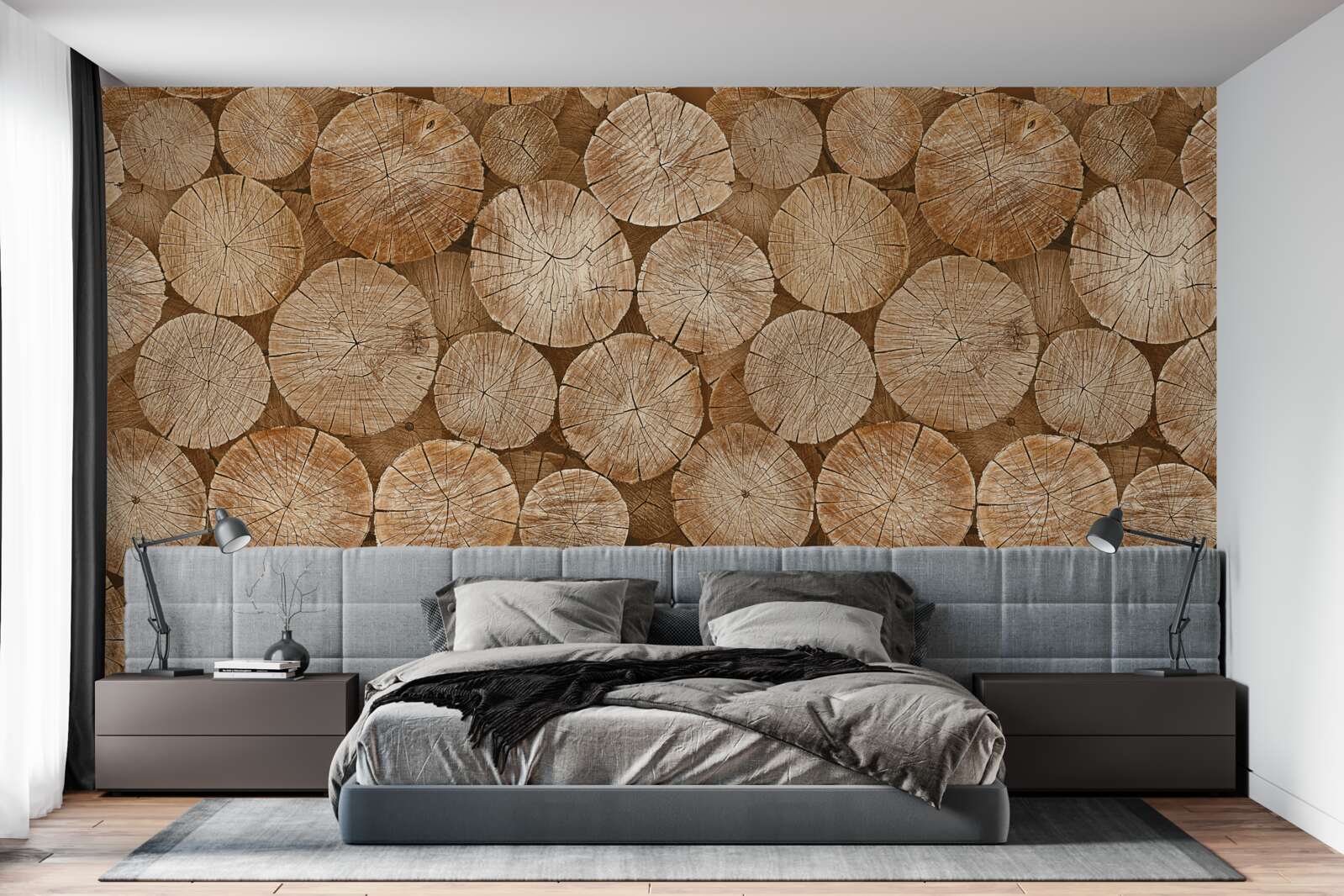 Fototapet grămadă de lemne de foc recoltate