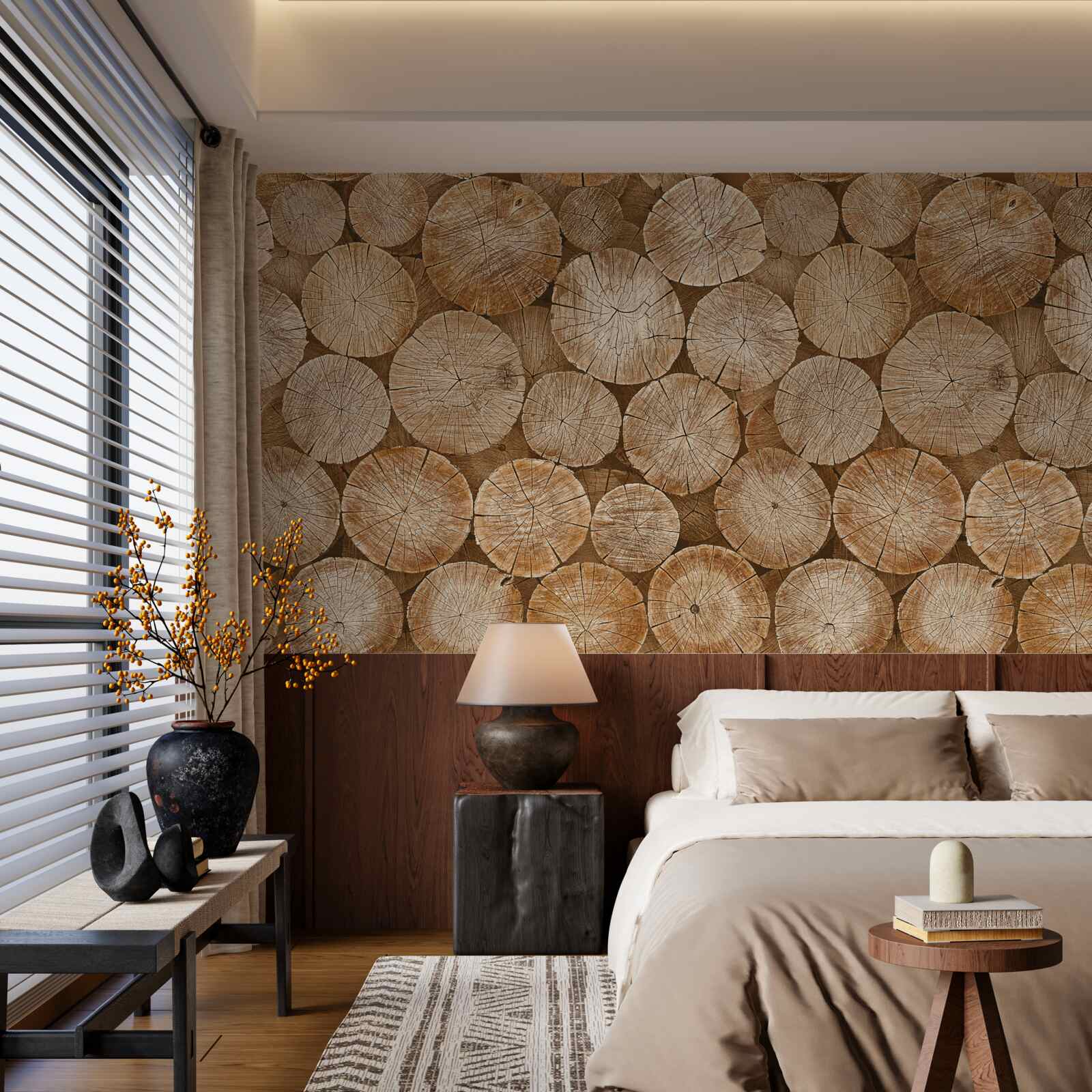 Fototapet grămadă de lemne de foc recoltate