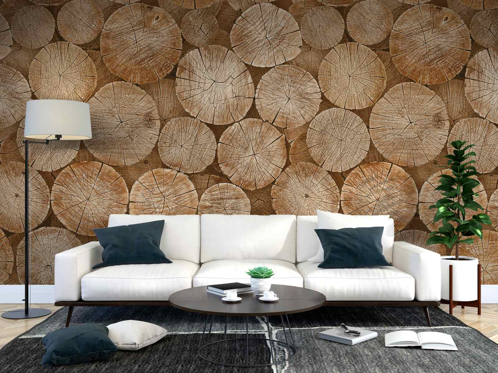 Fototapet grămadă de lemne de foc recoltate