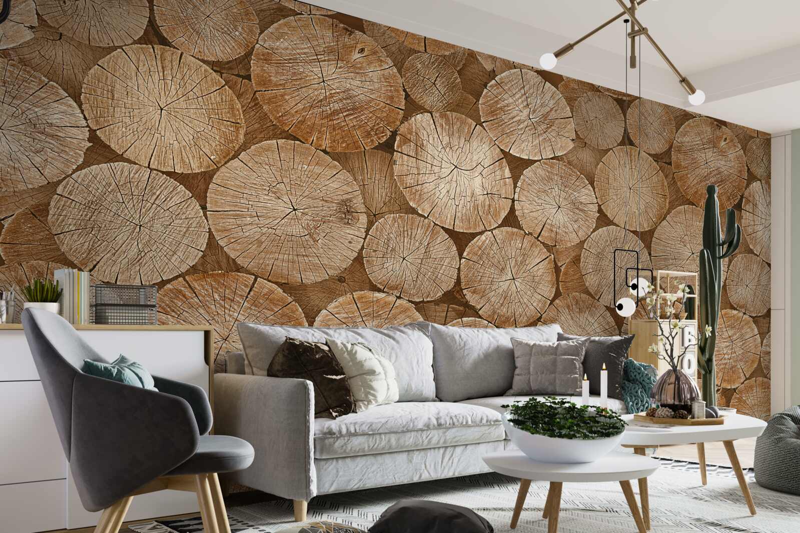 Fototapet grămadă de lemne de foc recoltate