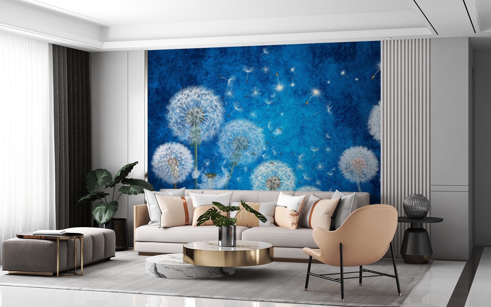 Fototapet cerul înstelat este presărat cu păpădii