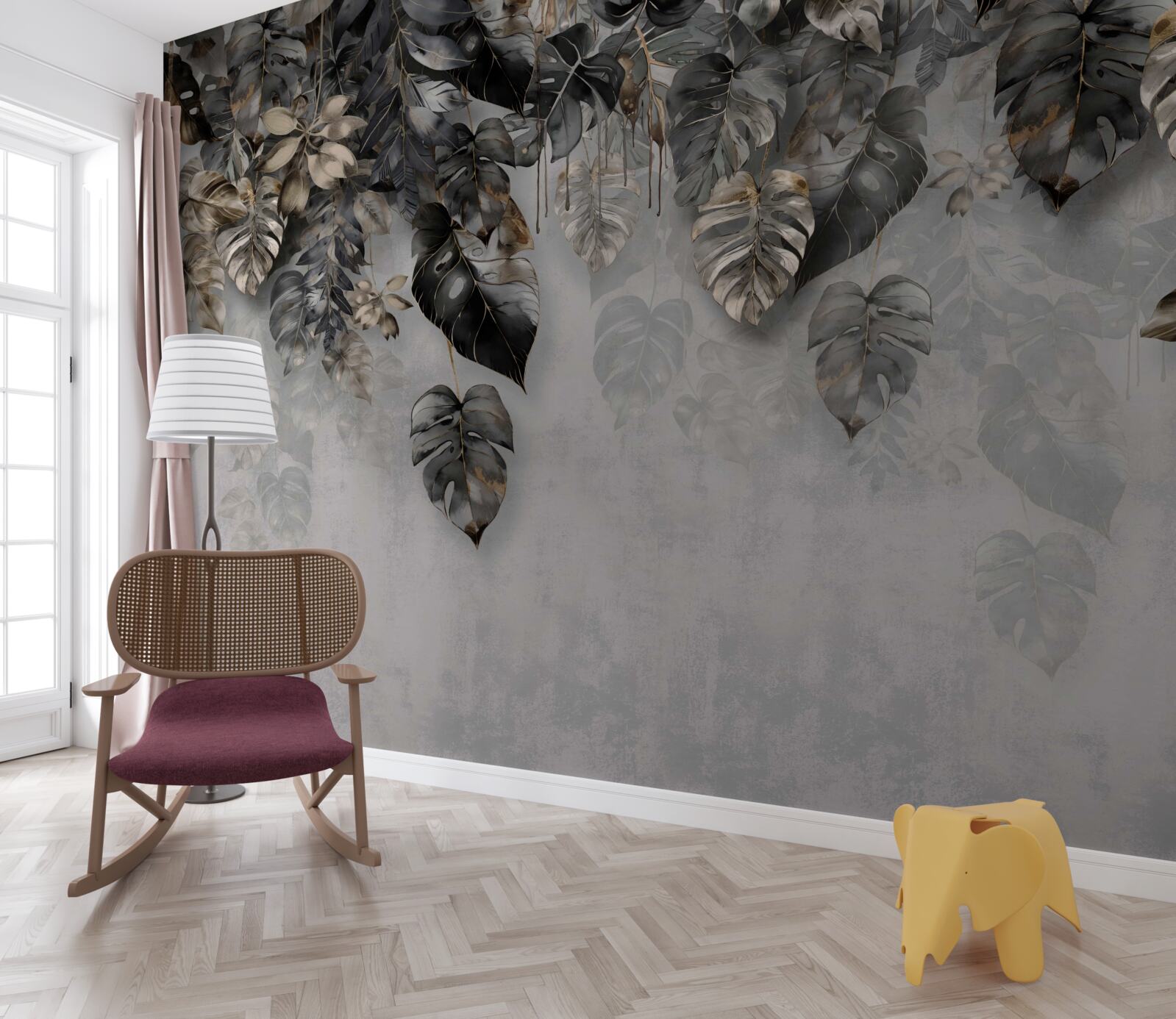 Fototapet agățat frunze tropicale întunecate