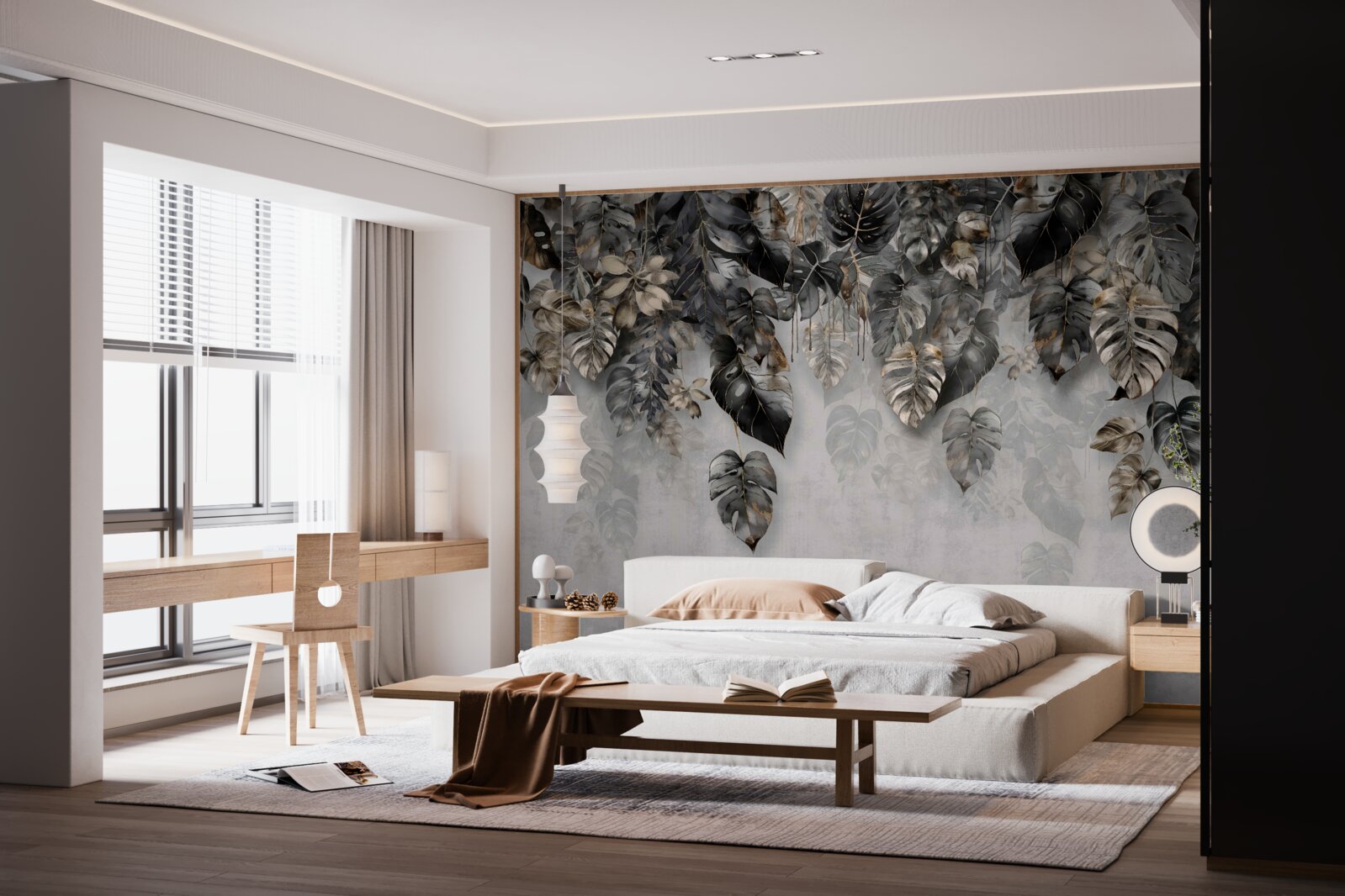 Fototapet agățat frunze tropicale întunecate