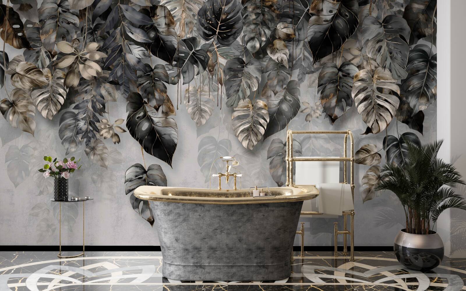 Fototapet agățat frunze tropicale întunecate