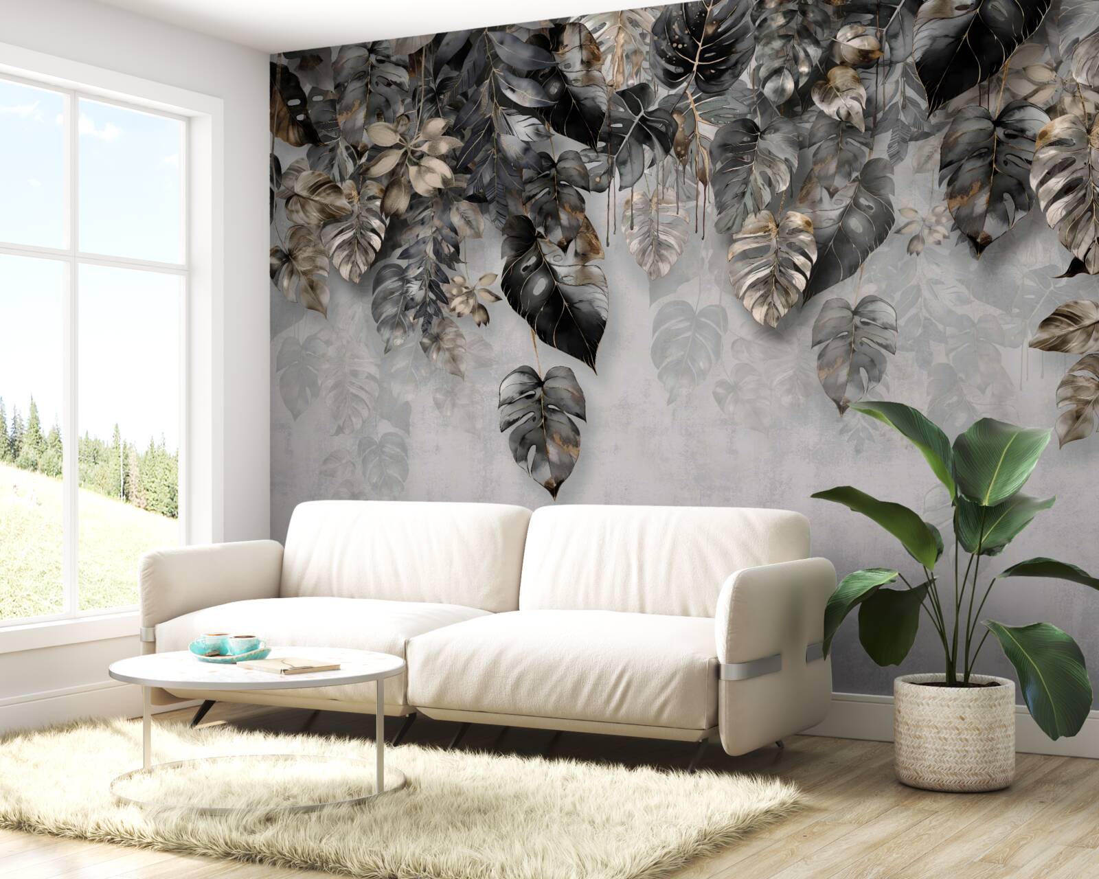 Fototapet agățat frunze tropicale întunecate