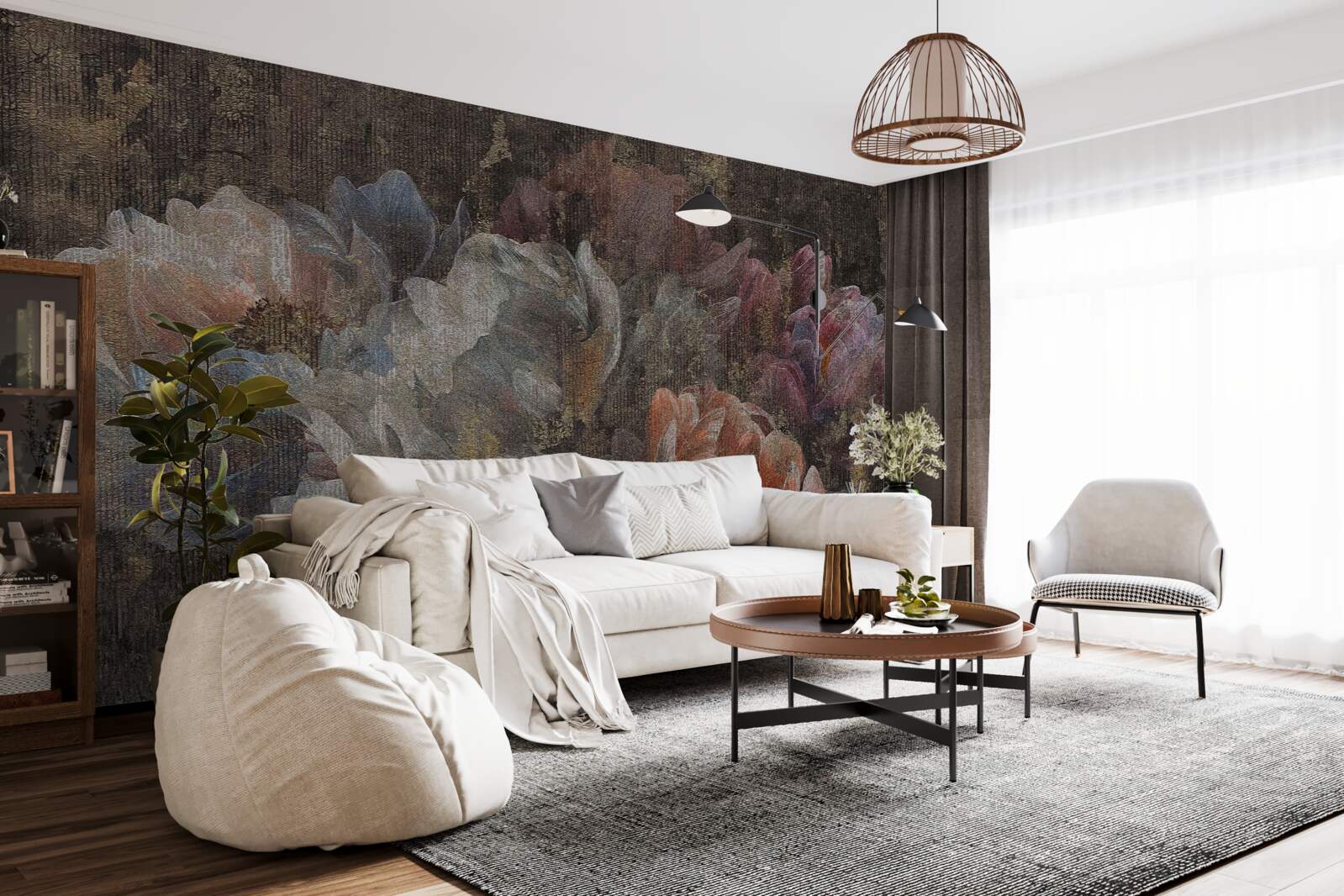 Fototapet flori de toamnă în ploaia torențială