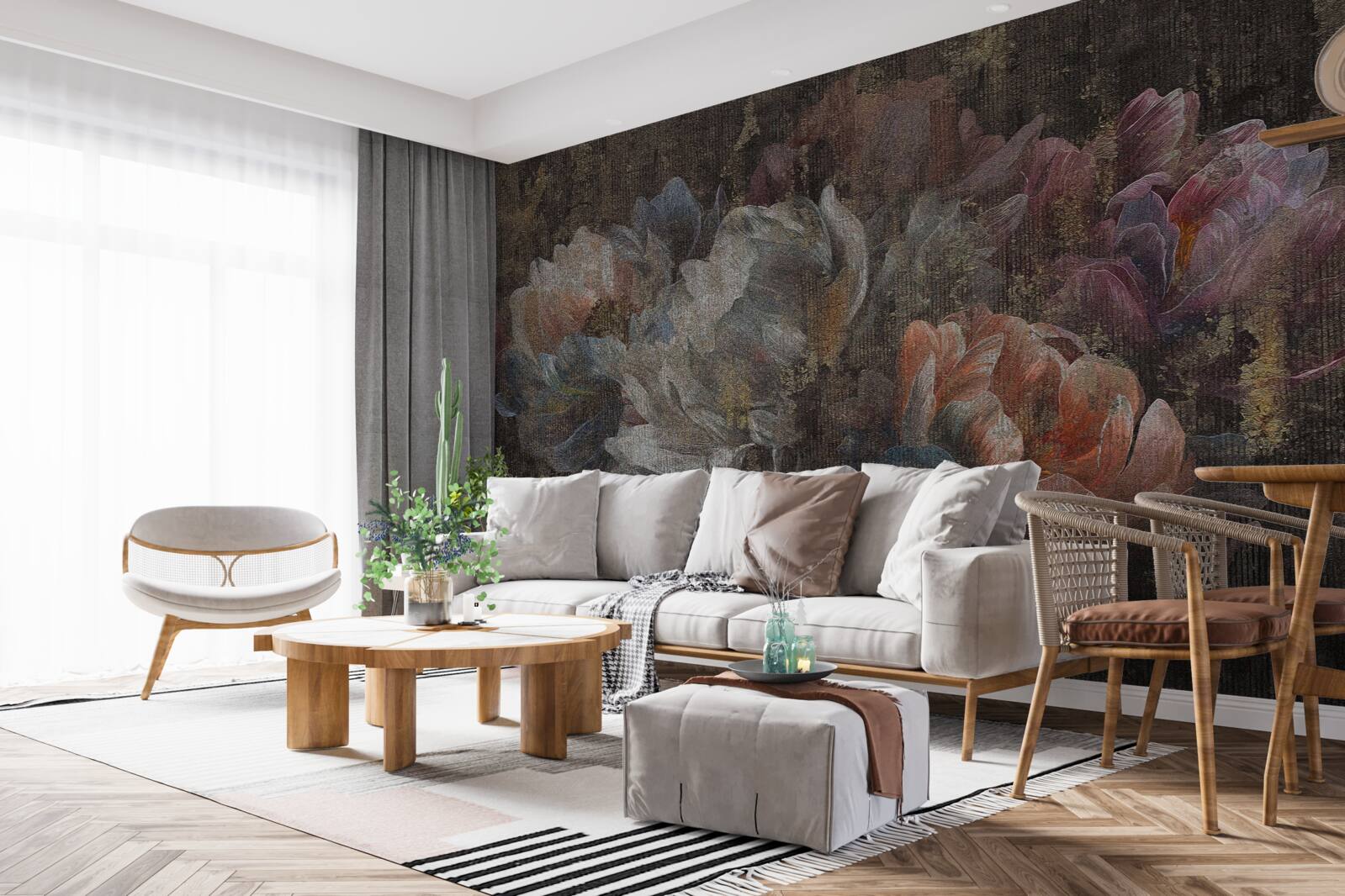 Fototapet flori de toamnă în ploaia torențială