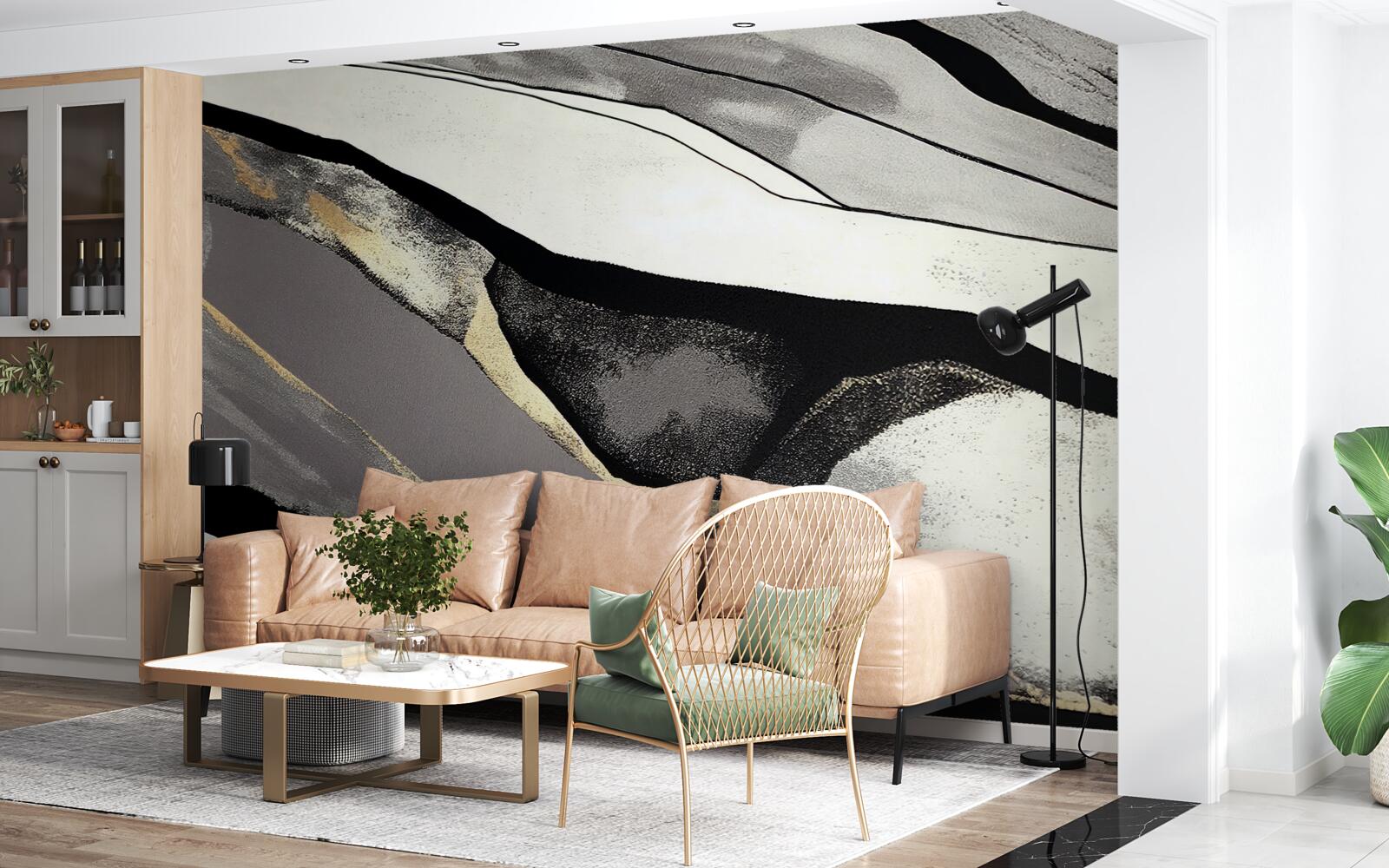 Fototapet vârfuri de munte indisciplinate, îmbrăcate în negru