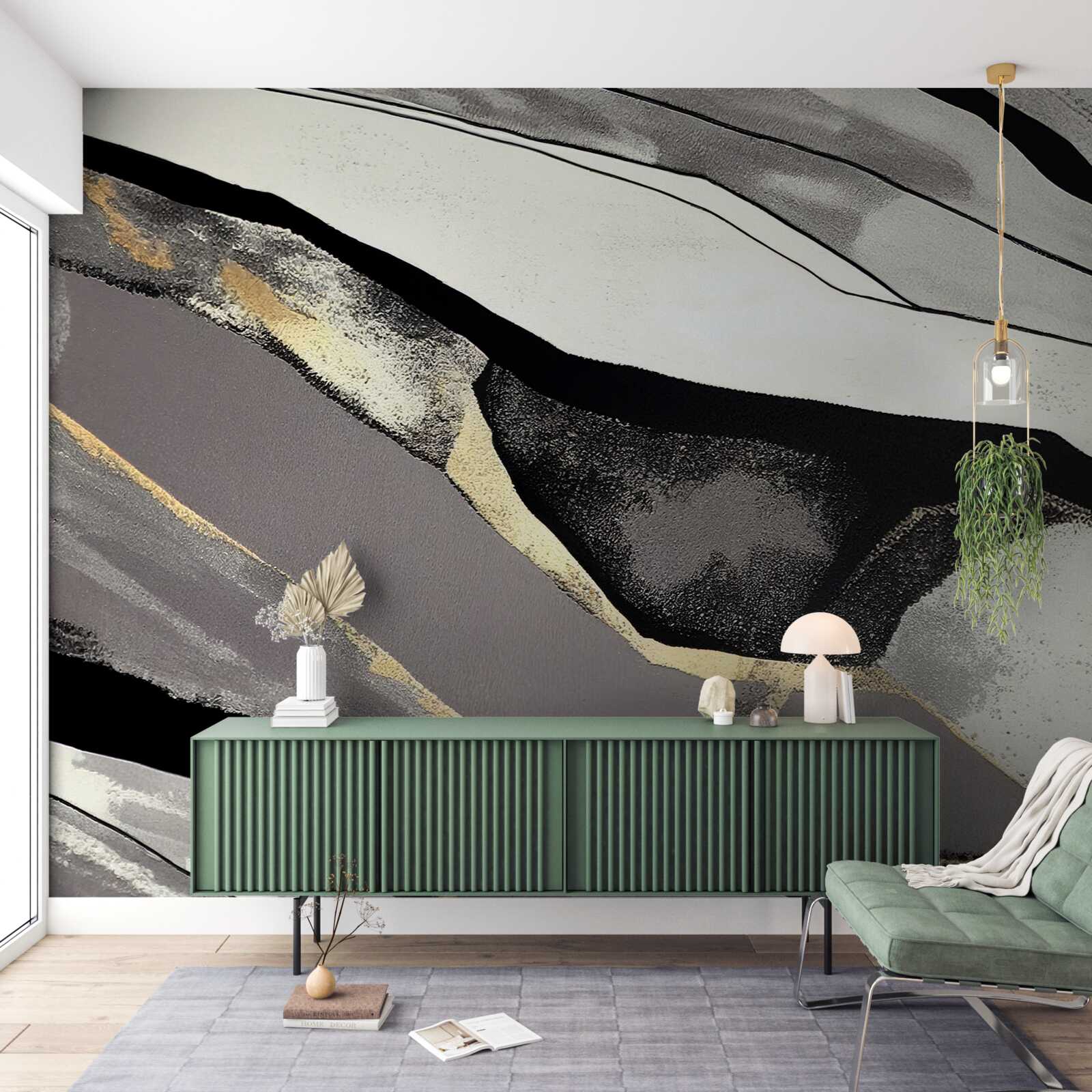 Fototapet vârfuri de munte indisciplinate, îmbrăcate în negru