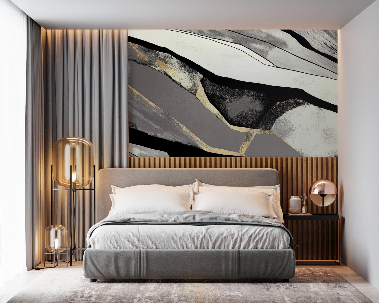 Fototapet vârfuri de munte indisciplinate, îmbrăcate în negru