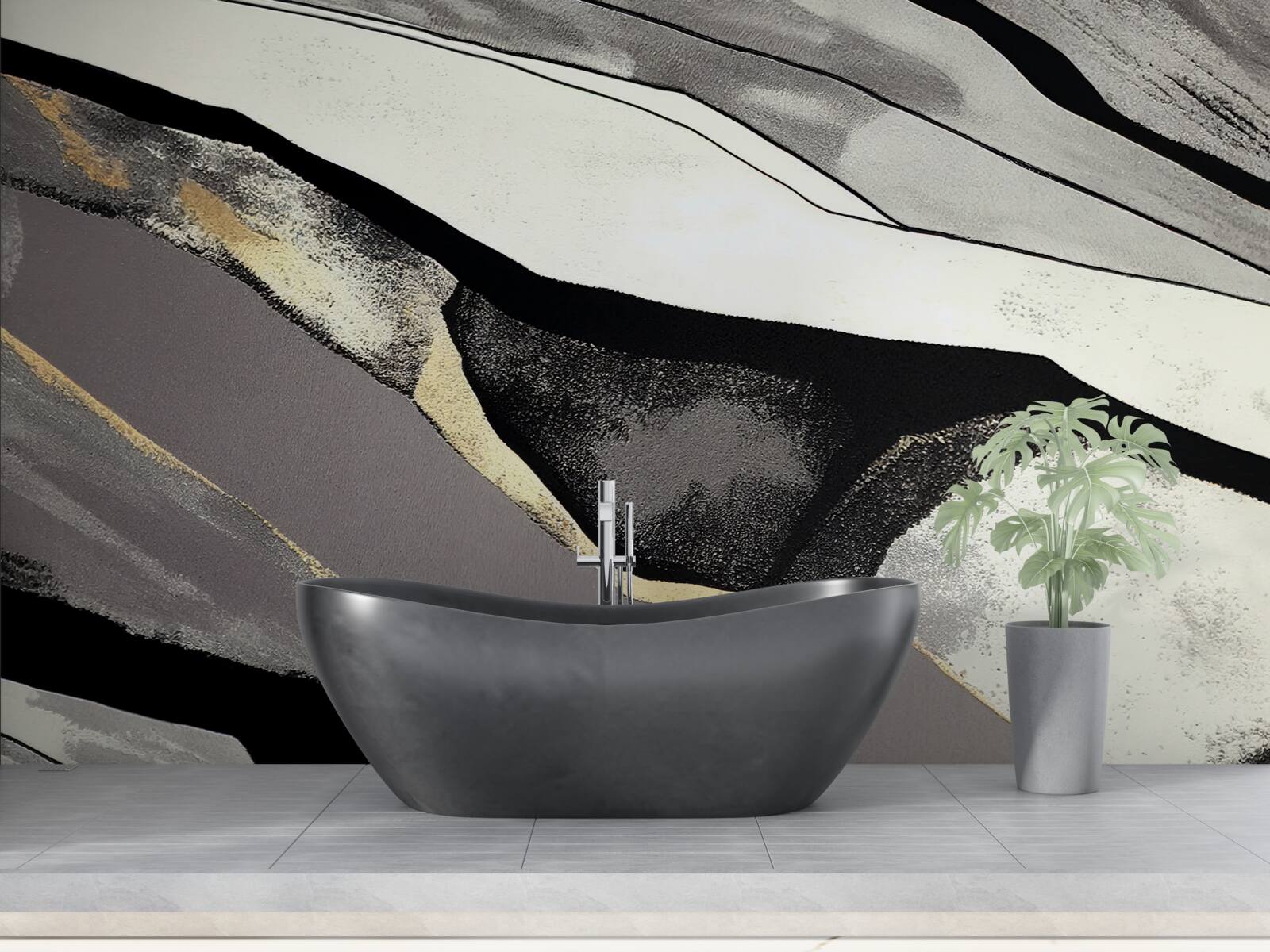 Fototapet vârfuri de munte indisciplinate, îmbrăcate în negru