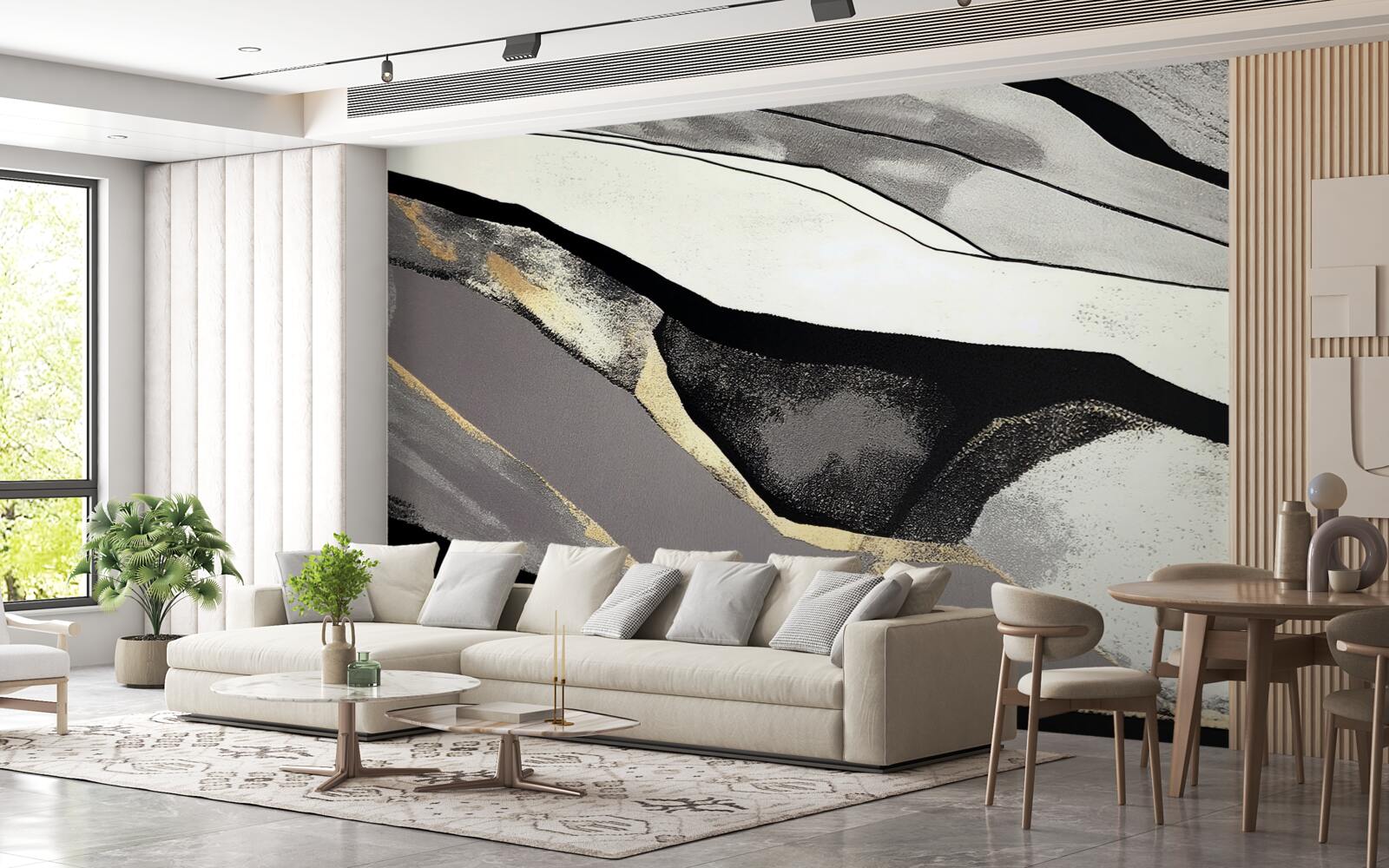 Fototapet vârfuri de munte indisciplinate, îmbrăcate în negru