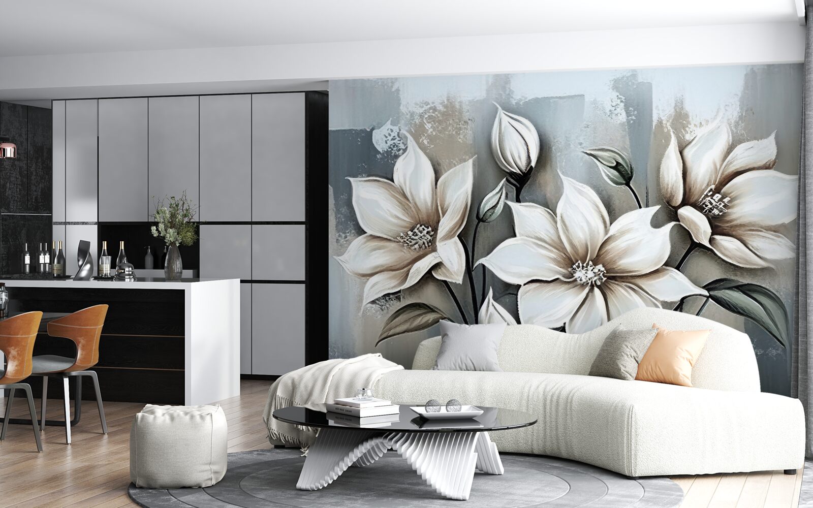 Fototapet buchetul conține flori albe