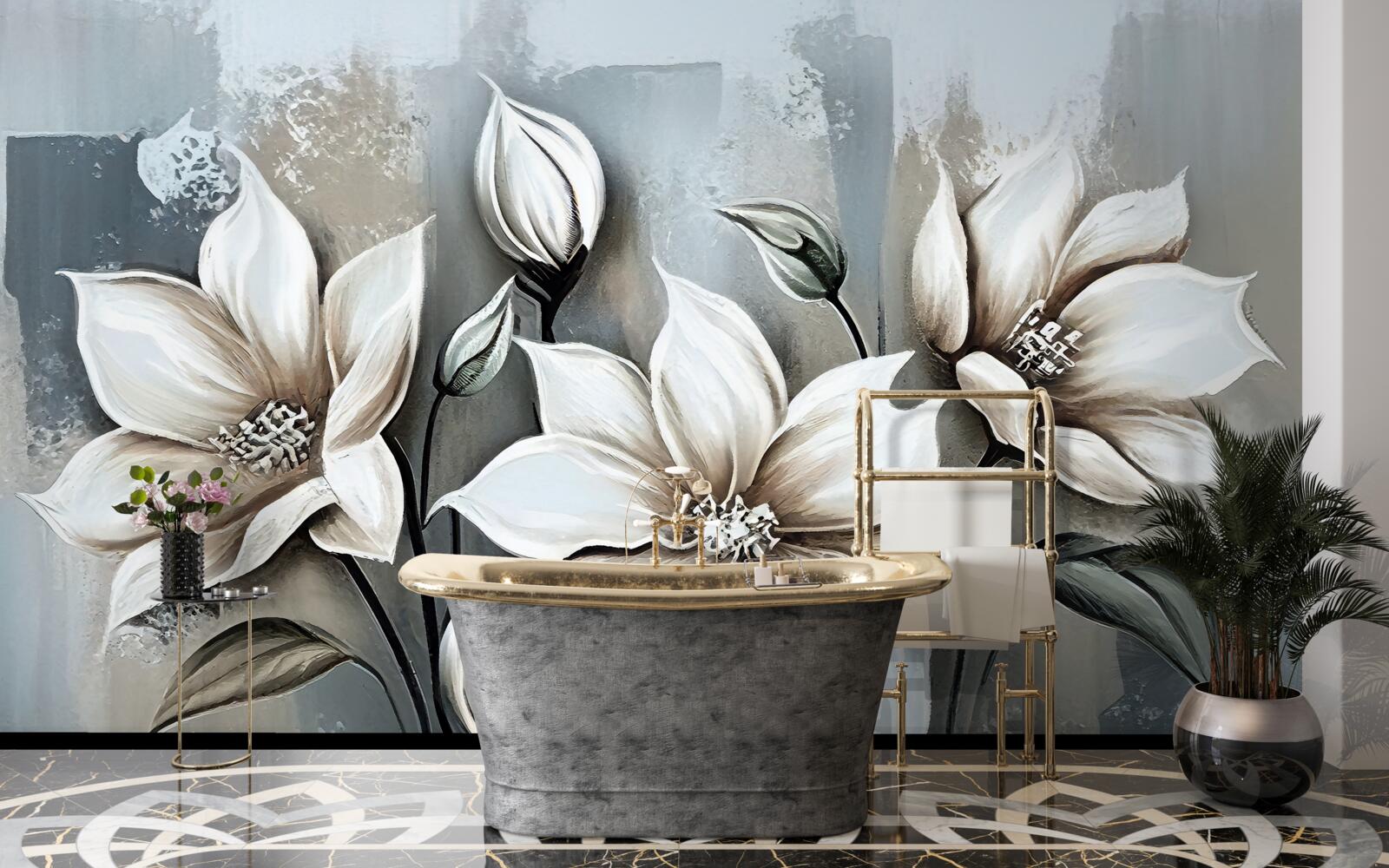 Fototapet buchetul conține flori albe