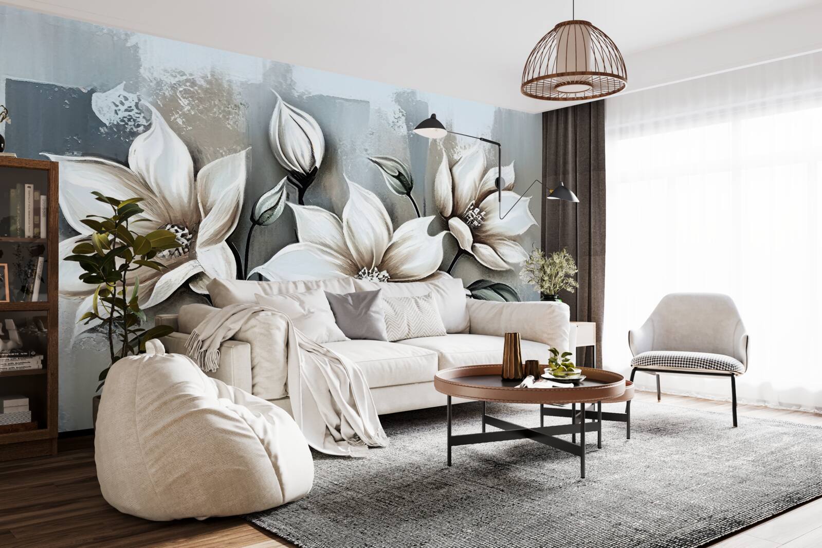 Fototapet buchetul conține flori albe