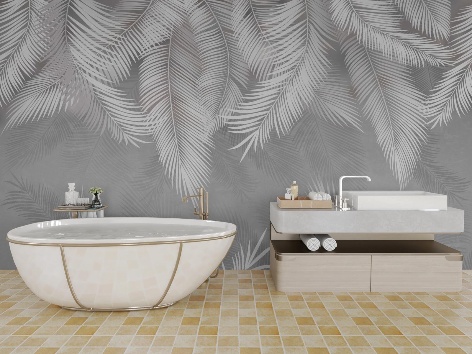 Fototapet reflexia penelor albe în apă