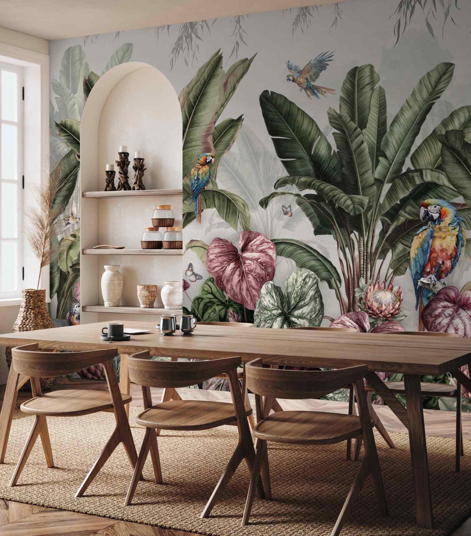 Fototapet cele mai bune legume din junglă și papagalul