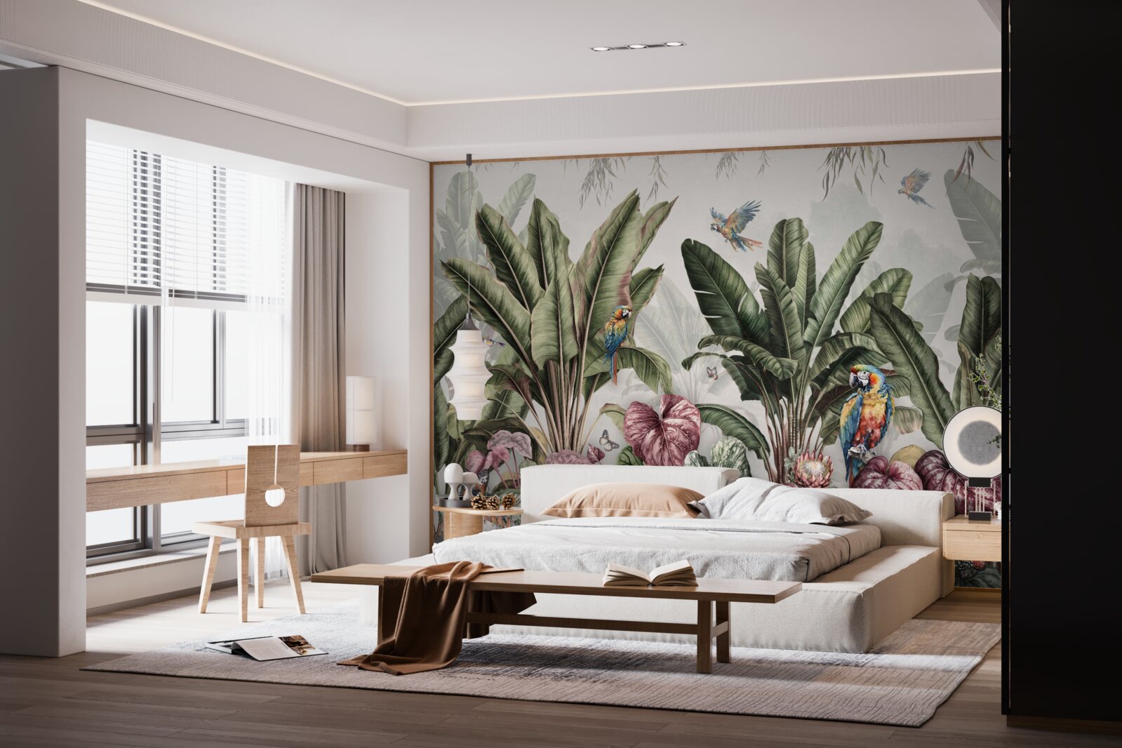 Fototapet cele mai bune legume din junglă și papagalul