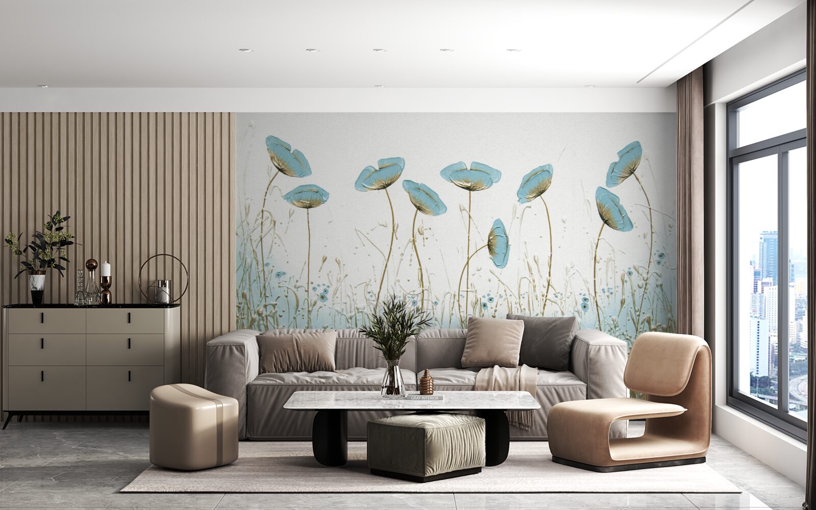 Fototapet maci albaștri subțiri