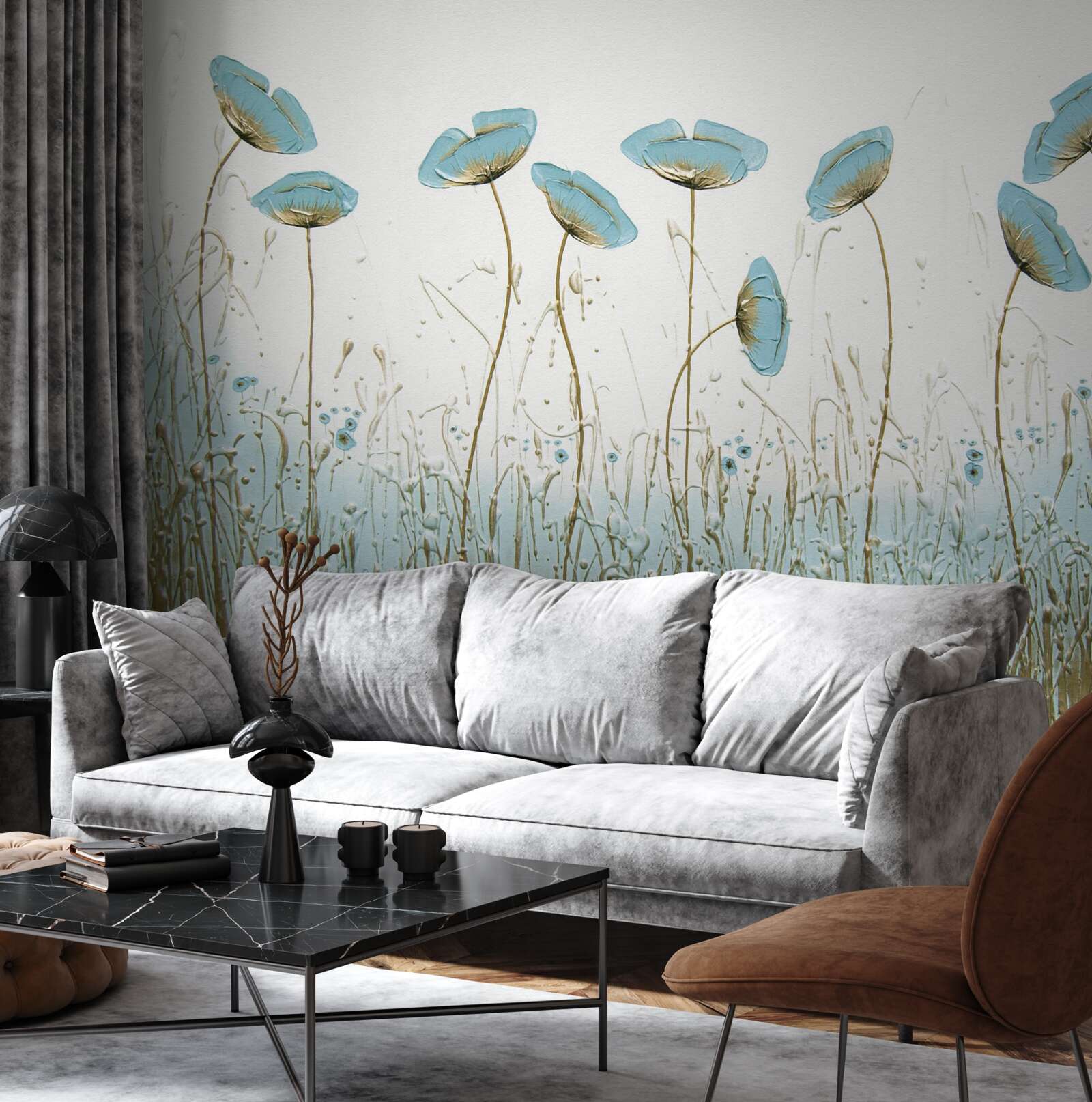 Fototapet maci albaștri subțiri